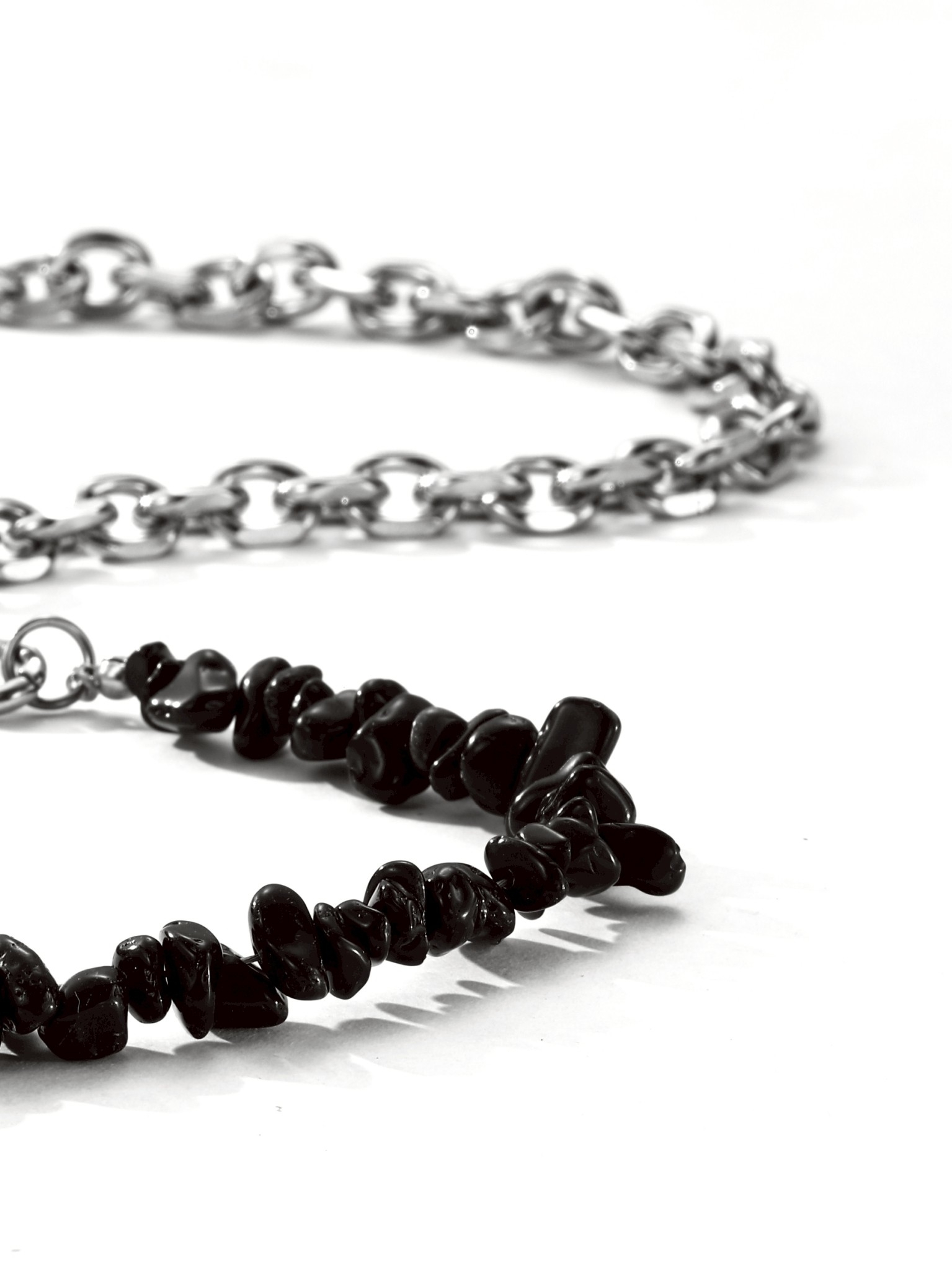 UCDF 黑色碎石 拼接 鍊條 褲鏈 UCC004