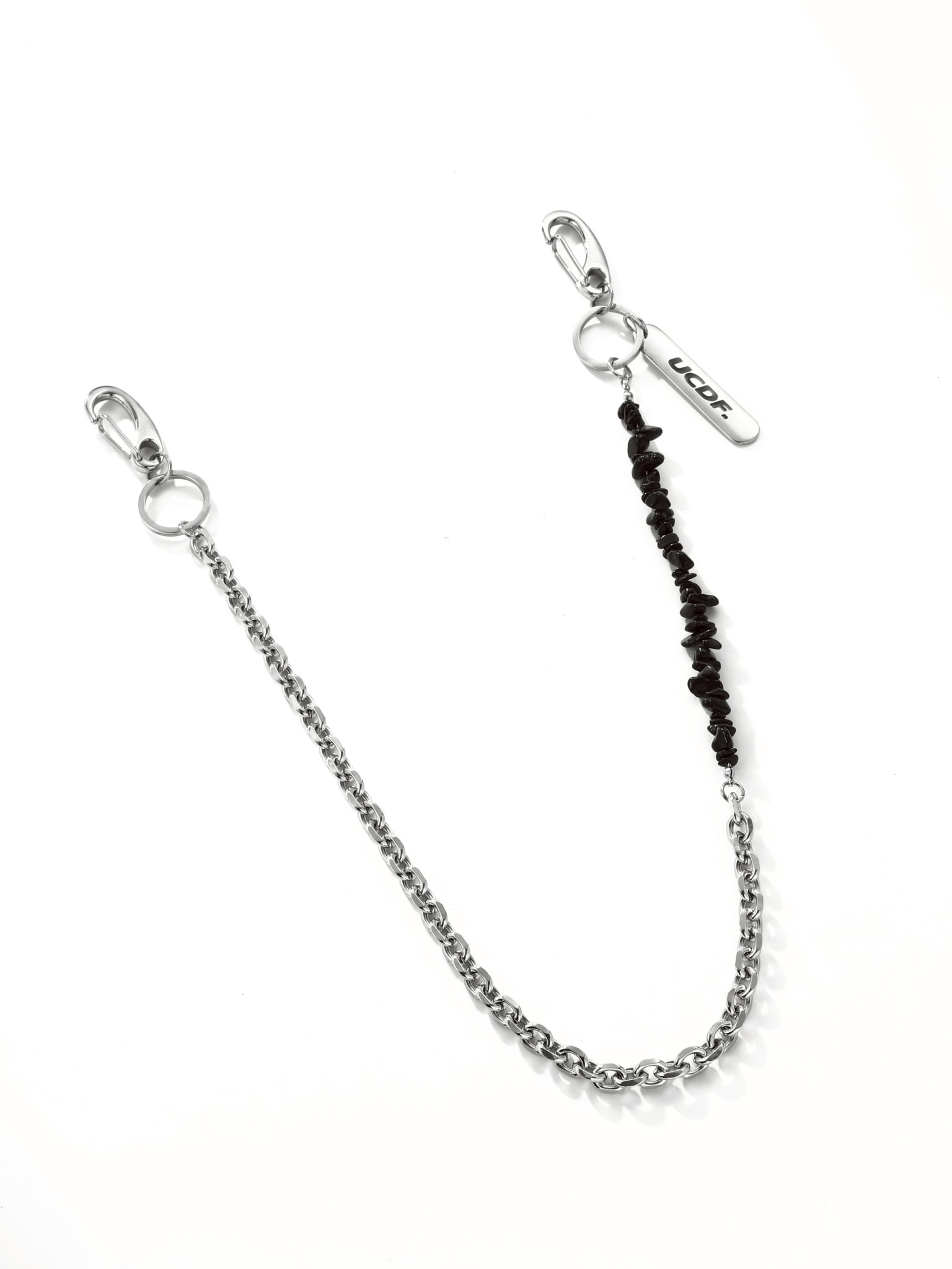 UCDF 黑色碎石 拼接 鍊條 褲鏈 UCC004