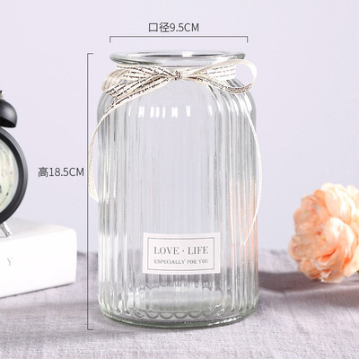 【台灣廠商現貨速發】北歐風直紋花瓶｜透明圓瓶｜裝飾瓶 單枝花瓶 玻璃花瓶 北歐花瓶 乾燥花瓶 透明花瓶 花器 綠植花器 居家擺飾 辦公室小物