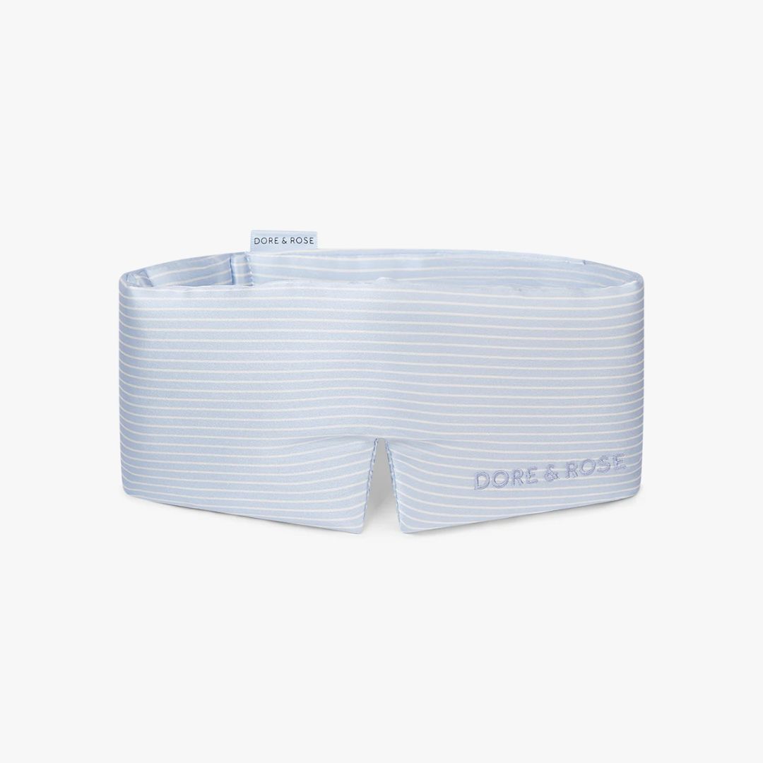 1DR0123-006 [DORE & ROSE] 23 Momme Mulberry Silk Deep Sleep Mask Nº 17 La Vie en Bleu #DSM-stripe (D-EU-E)