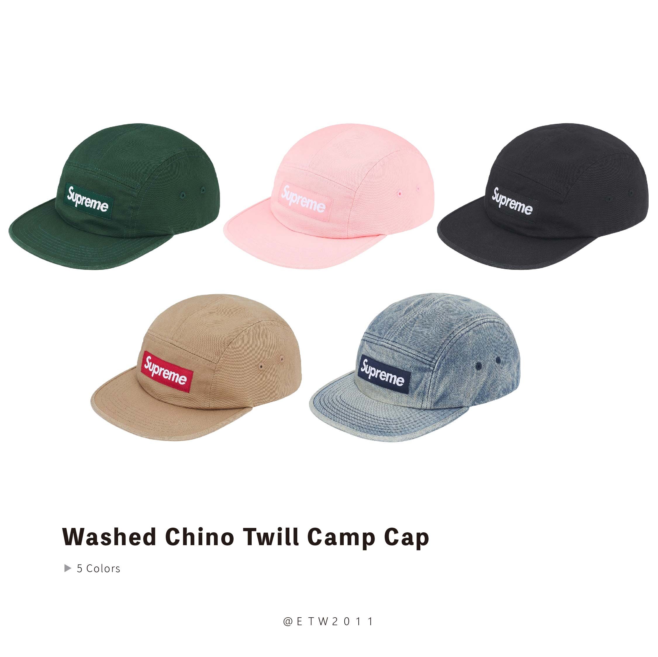 ☆ETW☆【EASY TO WEAR】Supreme 25FW Washed Chino Twill Camp Cap 五分割 BOX LOGO 老帽