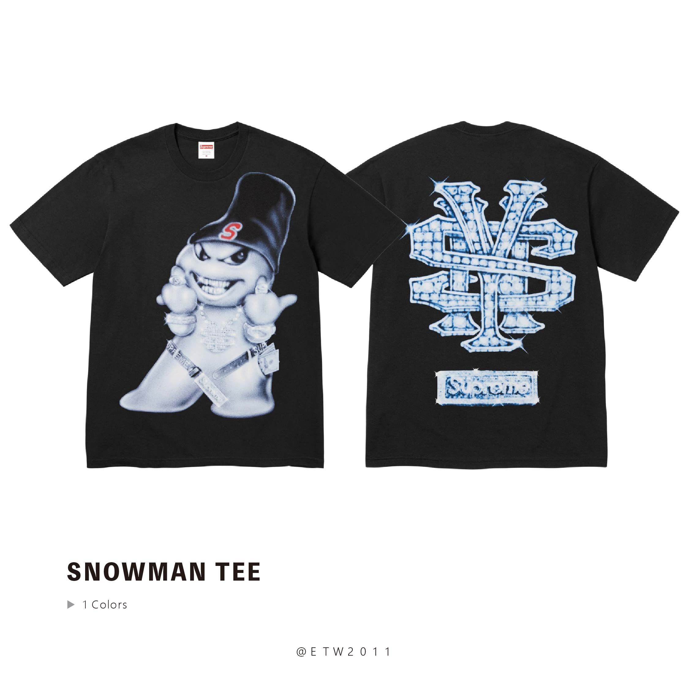 ☆ETW☆【EASY TO WEAR】Supreme 25FW Snowman Tee 雪人 鑽石 LOGO 短T