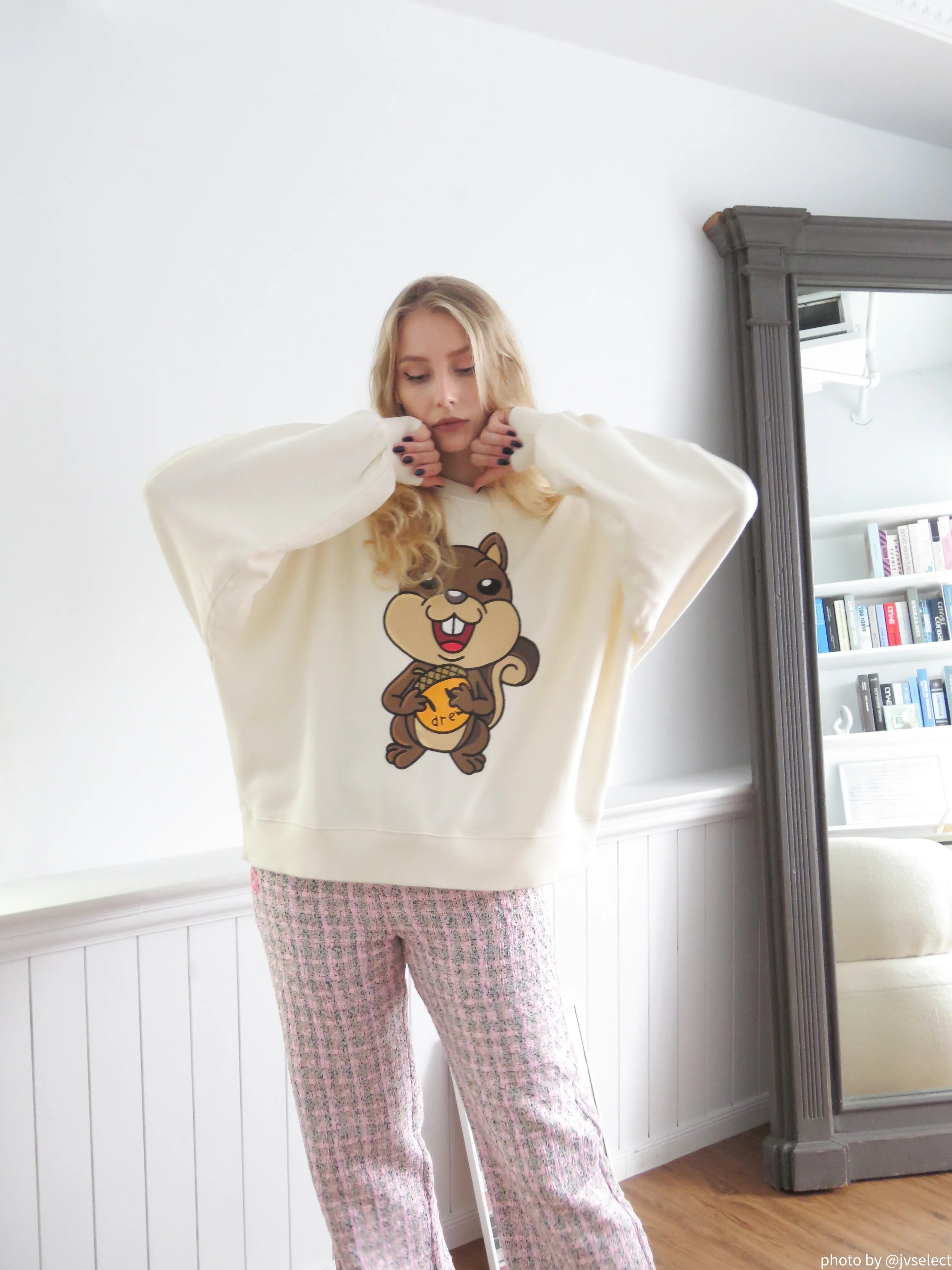 DREW HOUSE 松鼠印花Logo 米白衛衣