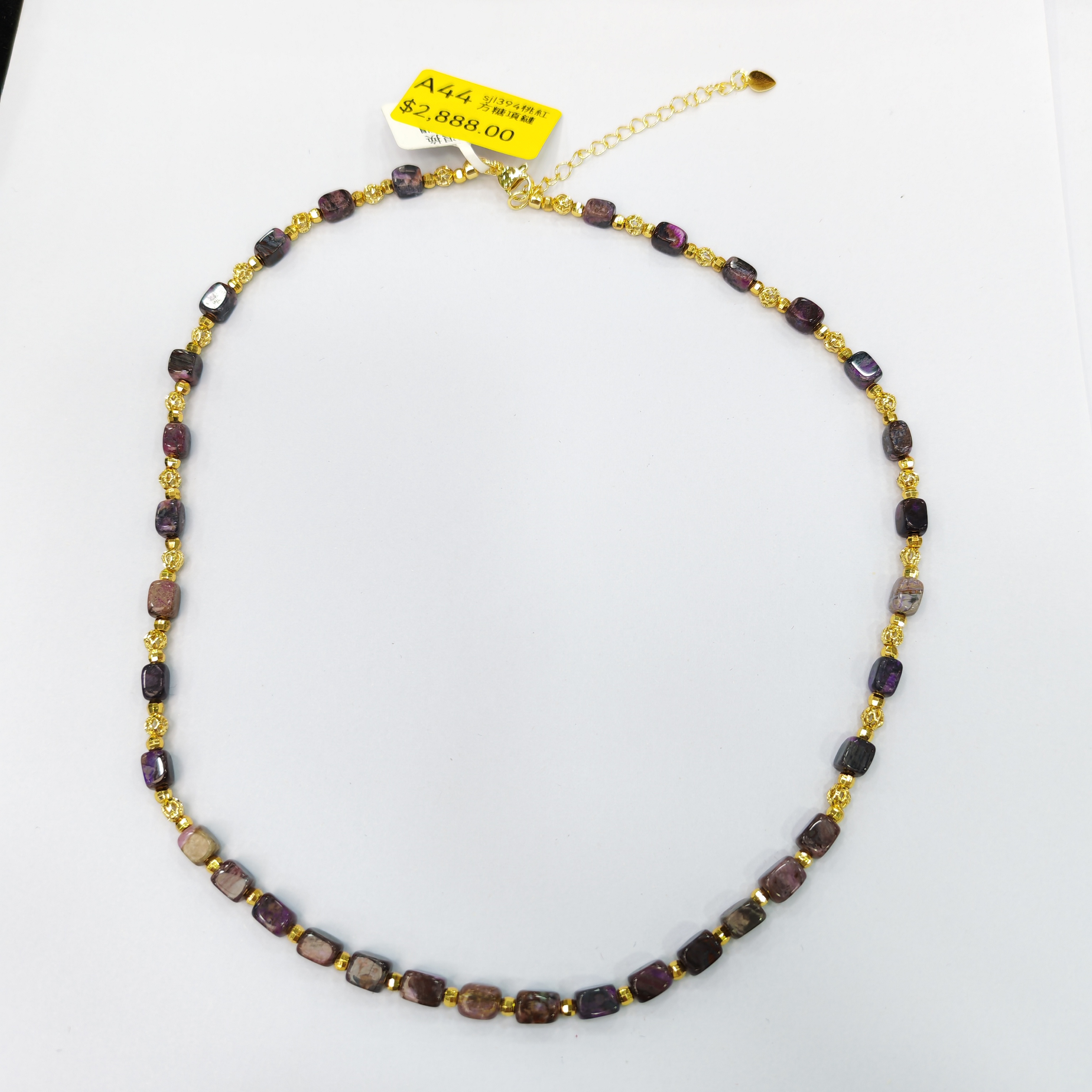 0120GZ44-舒俱來SU-sjl394桃紅方糖項鏈（A44）