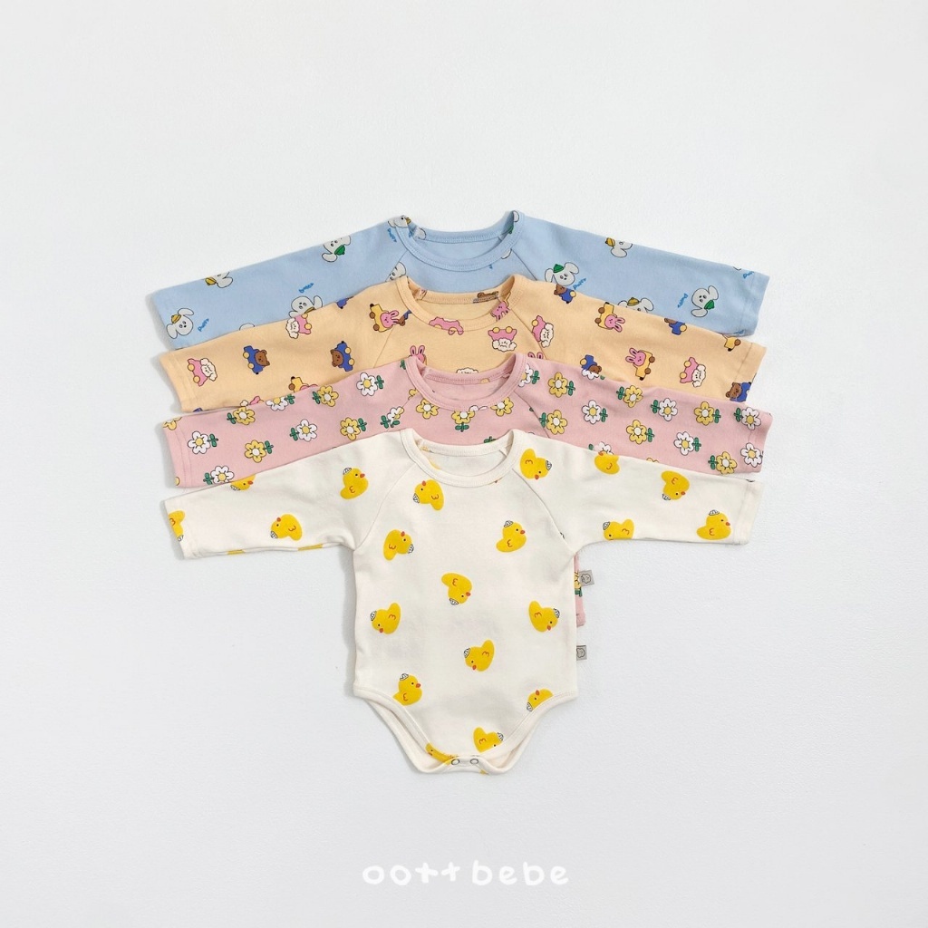 韓國🇰🇷OOTTBEBE 滿版印花包屁衣護肚褲套裝(BEBES-M)