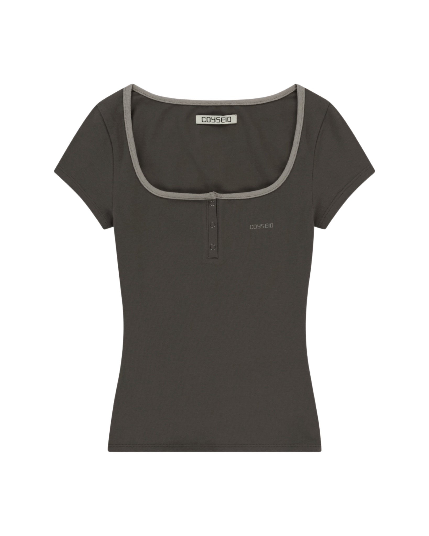 (ahyeon同款) coyseio - prong snap mini logo tee (ash brown)