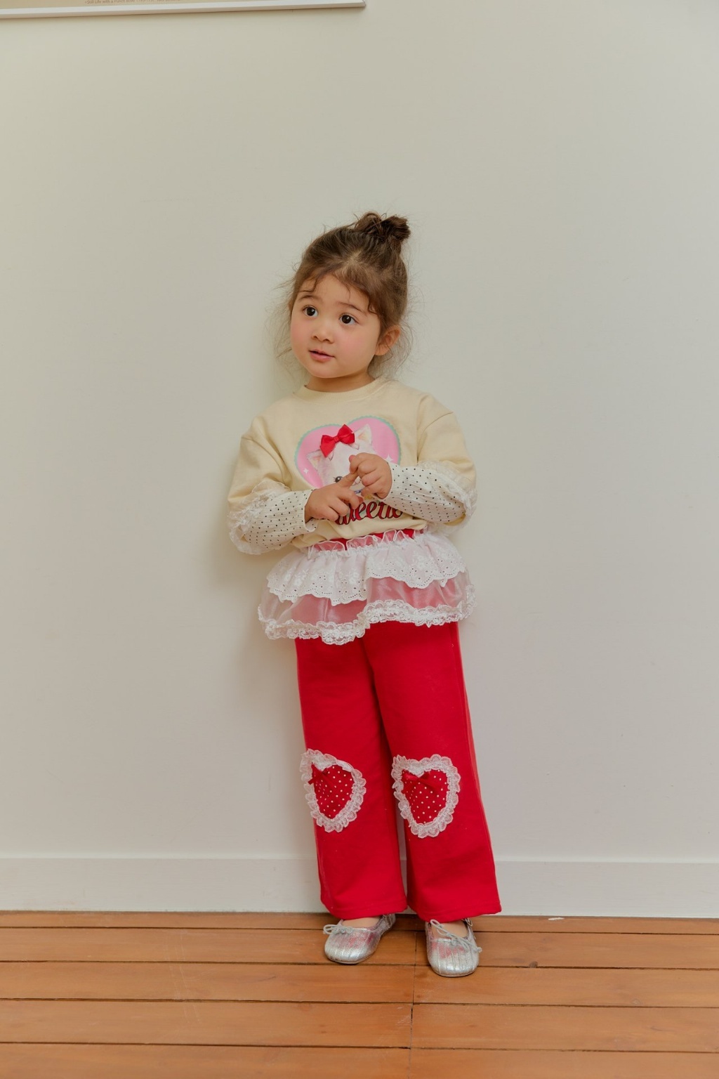 正韓春SERA 三色蕾絲愛心點點長褲