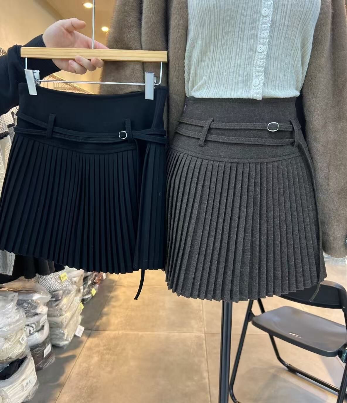 LU5433 學院風風琴百褶腰繩小短裙 *特價* (優惠碼同充值購物金不適用)