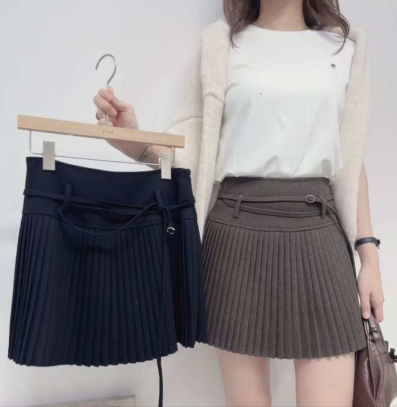 LU5433 學院風風琴百褶腰繩小短裙 *特價* (優惠碼同充值購物金不適用)