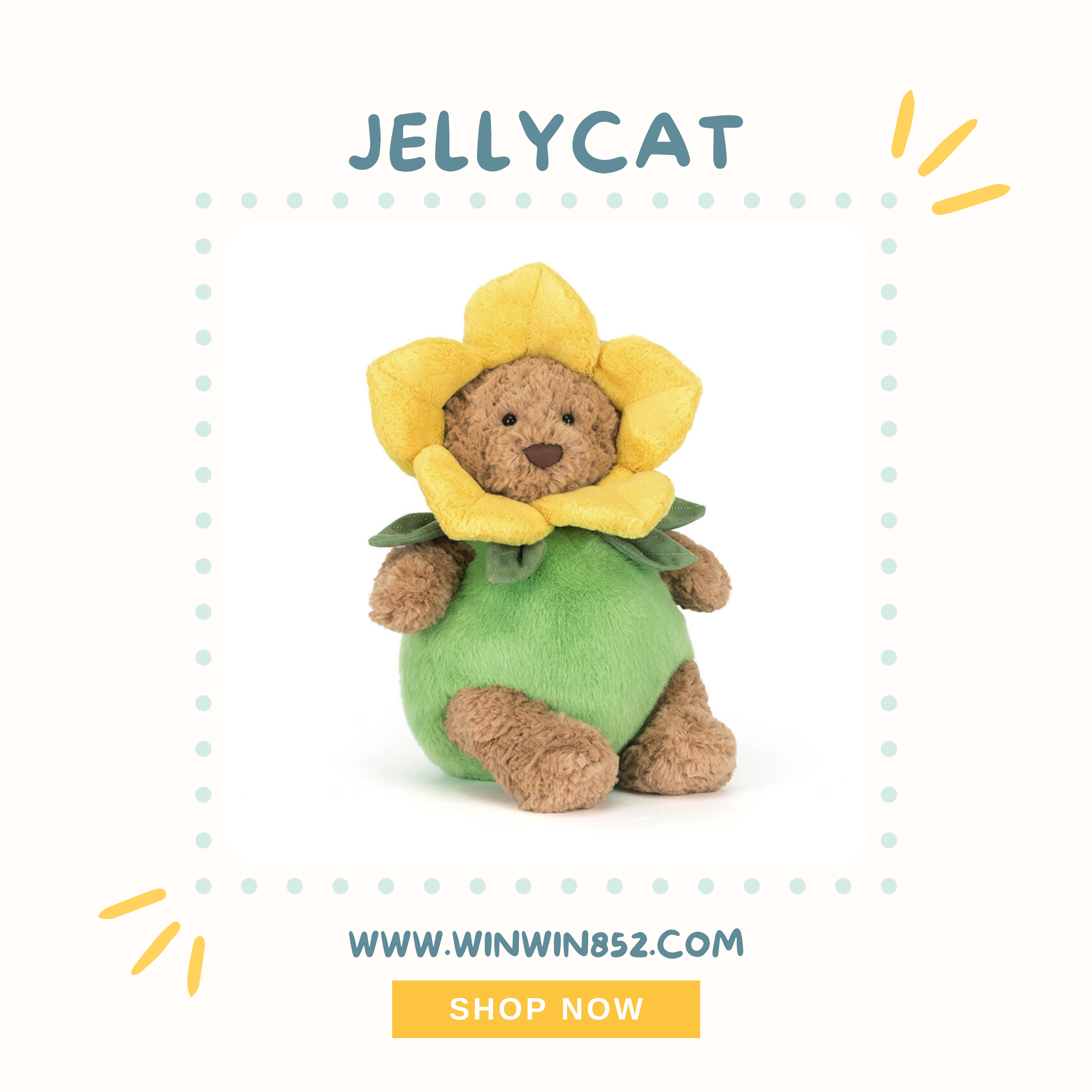 Jellycat Bartholomew Bear Daffodil Outfit