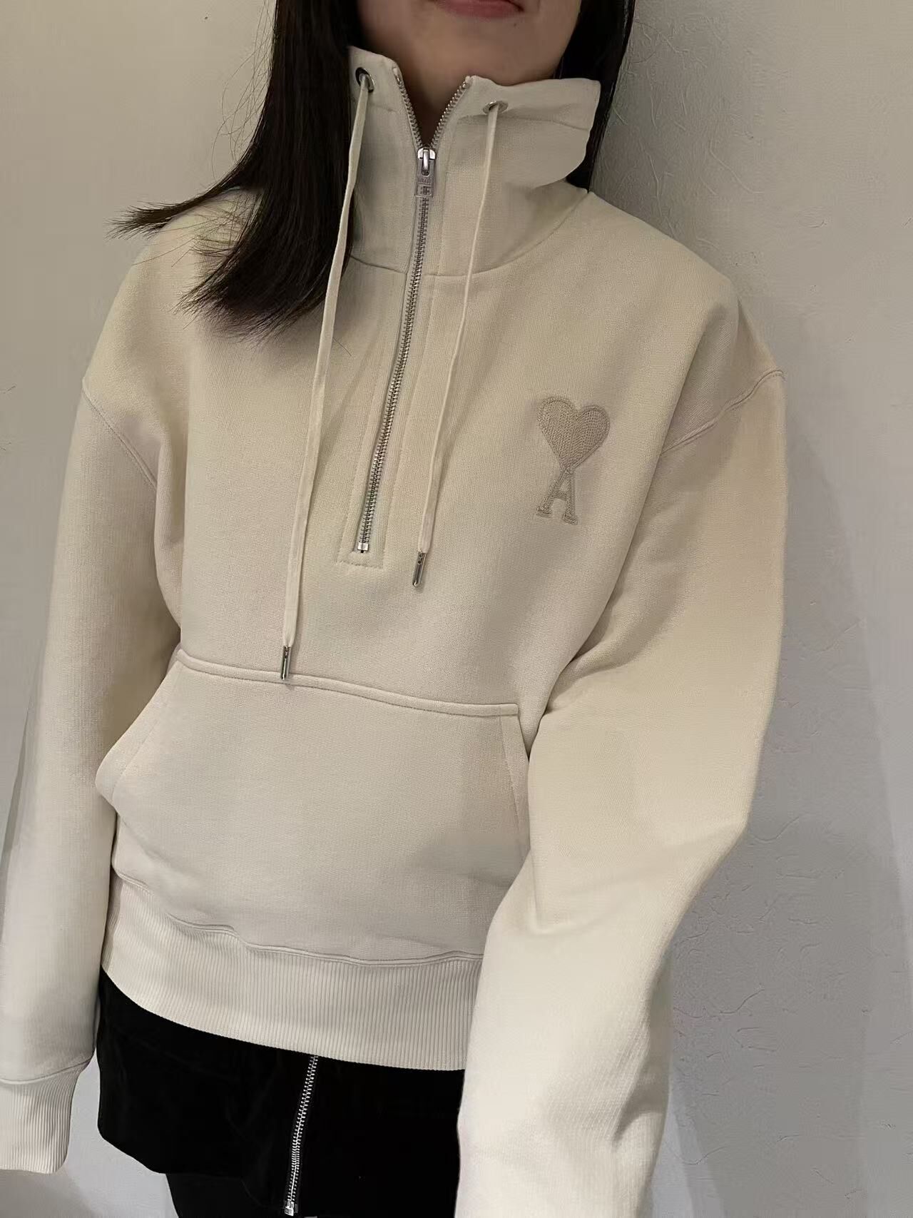 AMI 馬卡龍系列 半拉鏈 反領衛衣