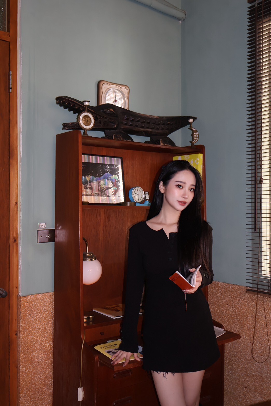 F209顯瘦羅紋排扣洋