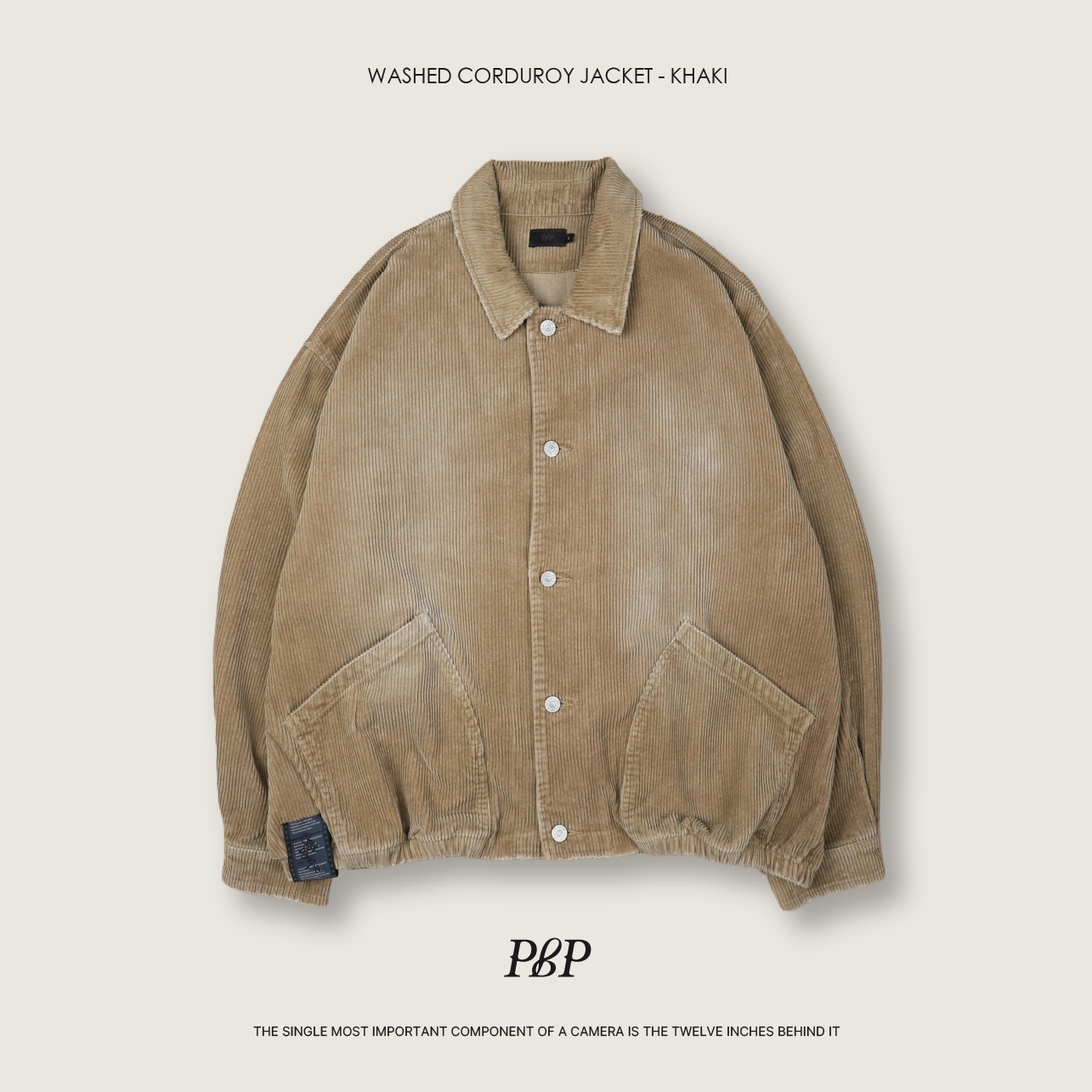 P.B.P - WASHED CORDUROY JACKET  - KHAKI