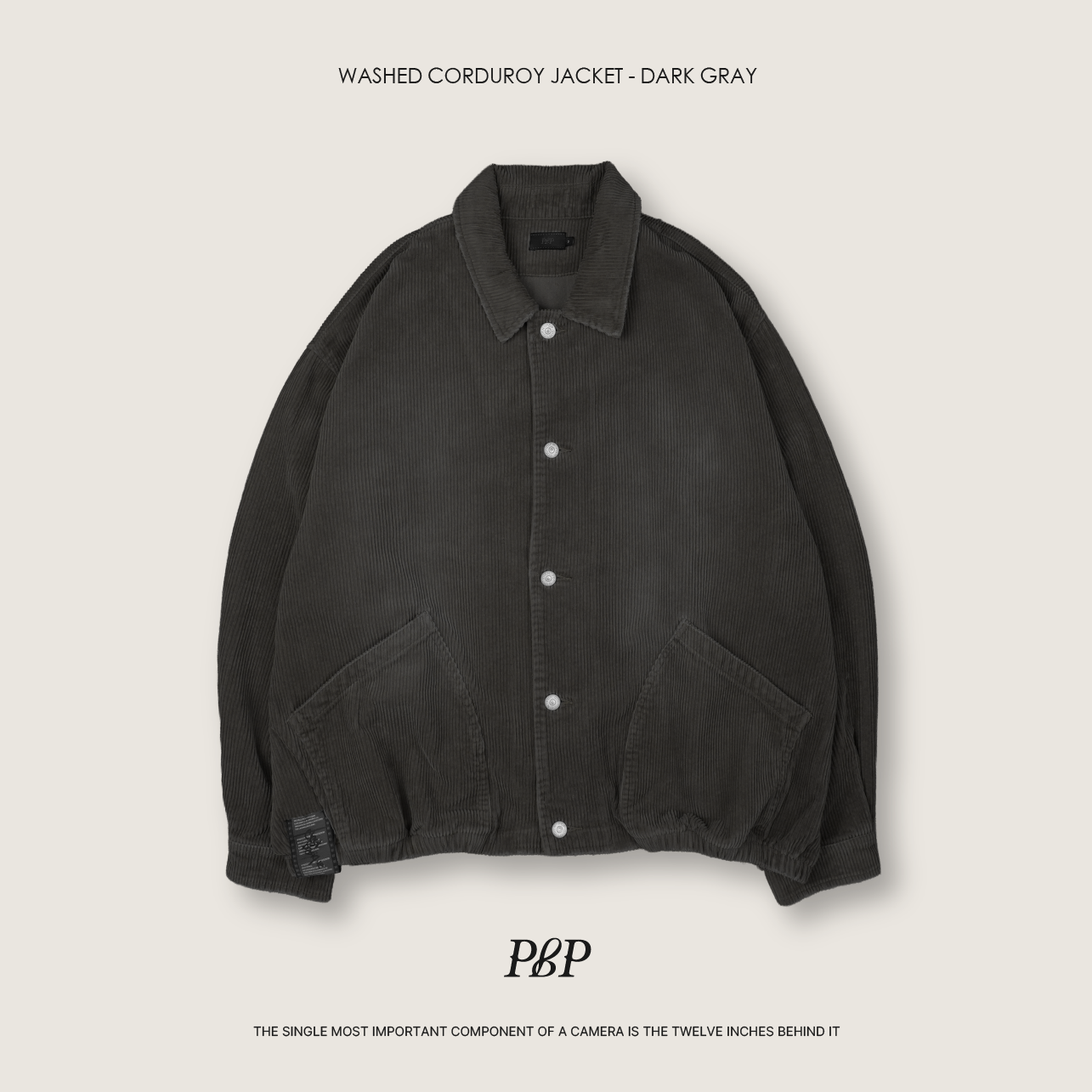 P.B.P - WASHED CORDUROY JACKET  - DARK GRAY