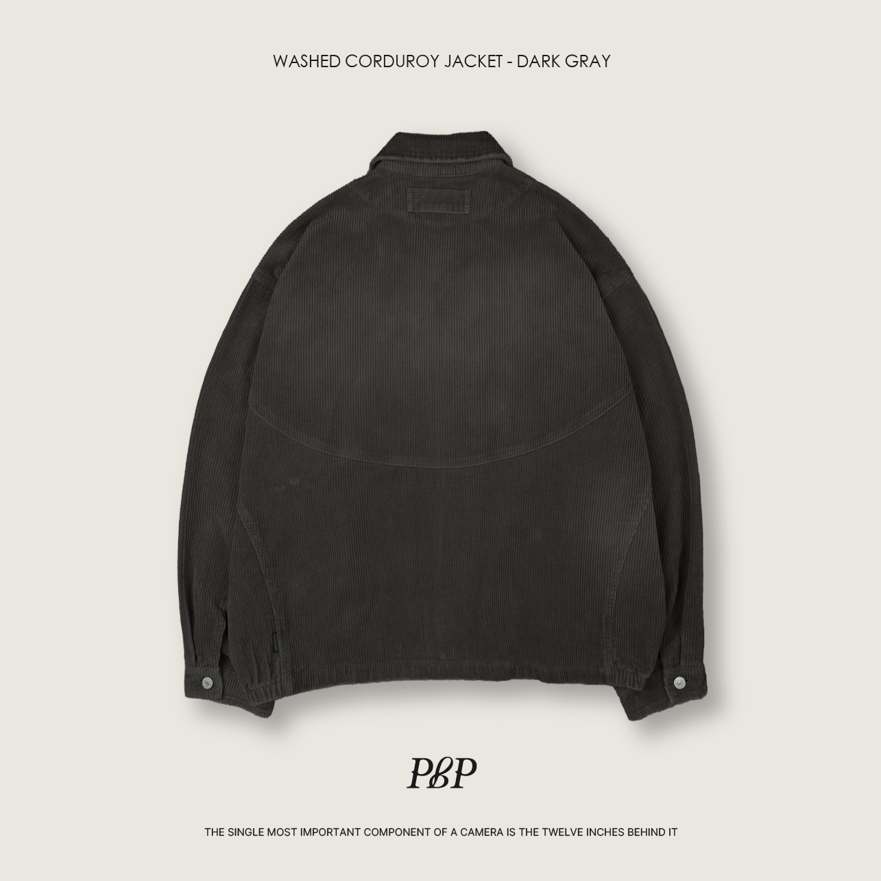 P.B.P - WASHED CORDUROY JACKET  - DARK GRAY