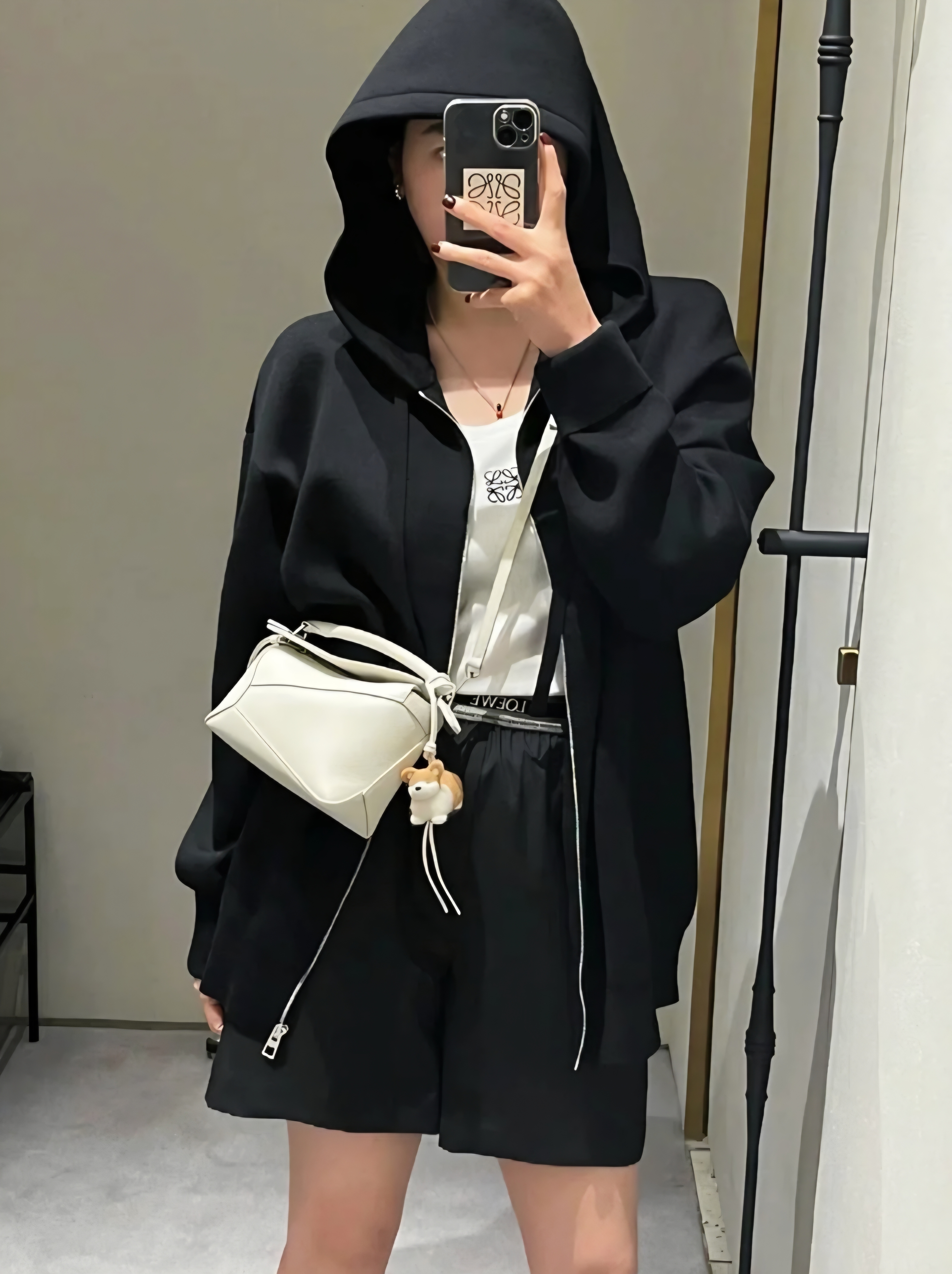 LOEWE 黑色 背後Logo 拉鏈外套