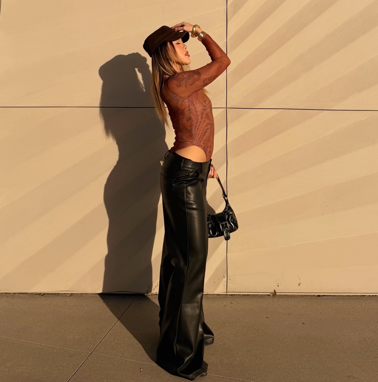 酒紅虎紋深Ｖbodysuit🐅