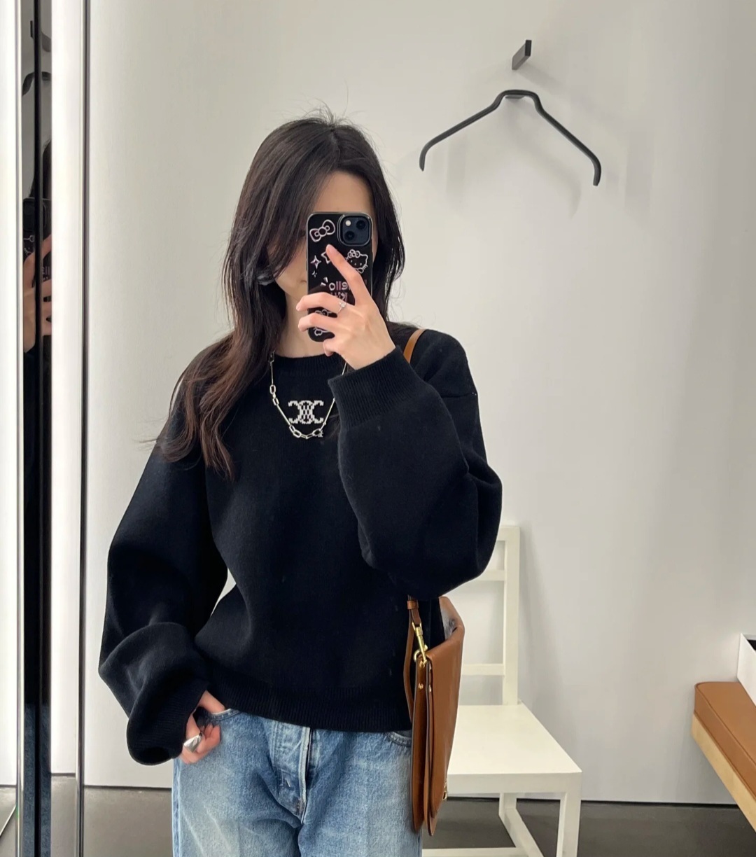 CELINE 凱旋門Logo 黑色 針織上衣 女款