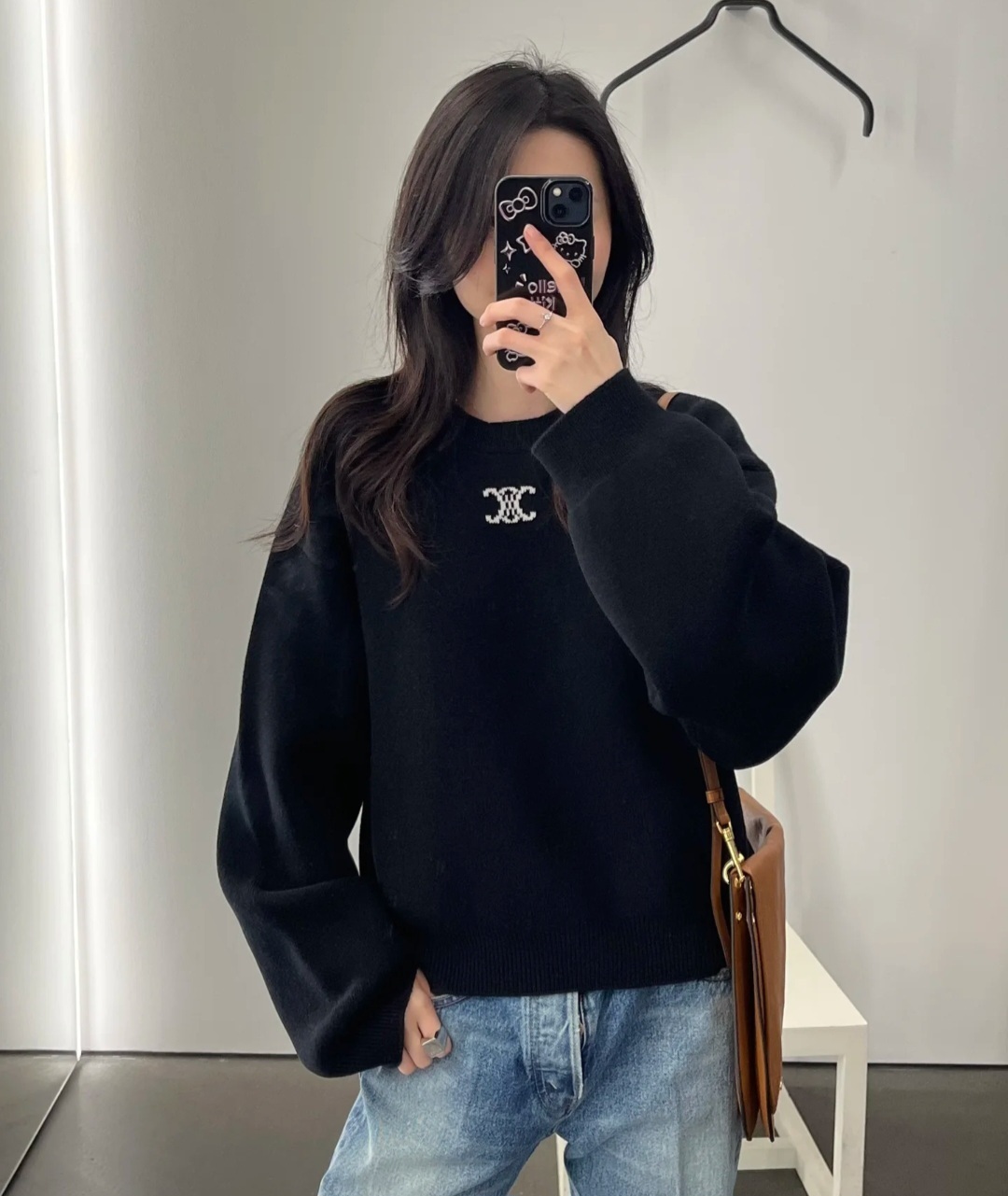 CELINE 凱旋門Logo 黑色 針織上衣 女款