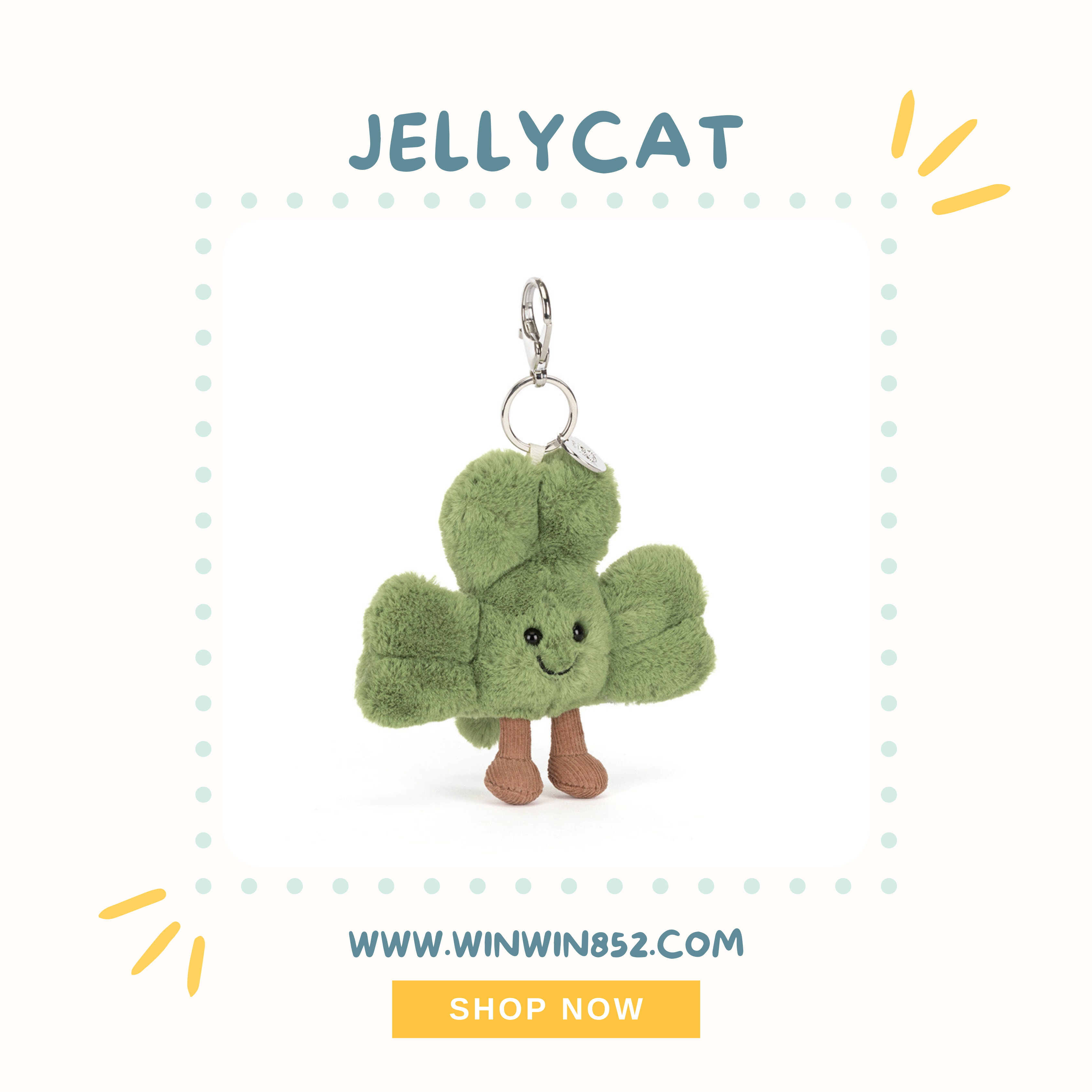 Jellycat Amuseables Siofra Shamrock Bag Charm