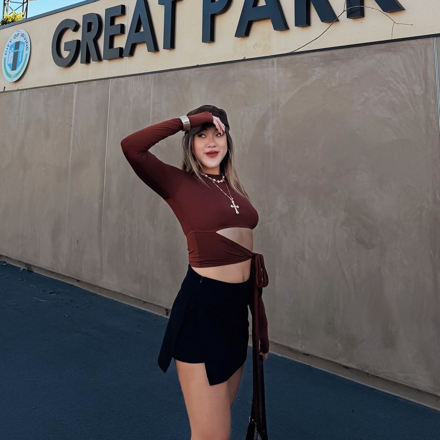 美式復古麂皮絨短裙(3色)