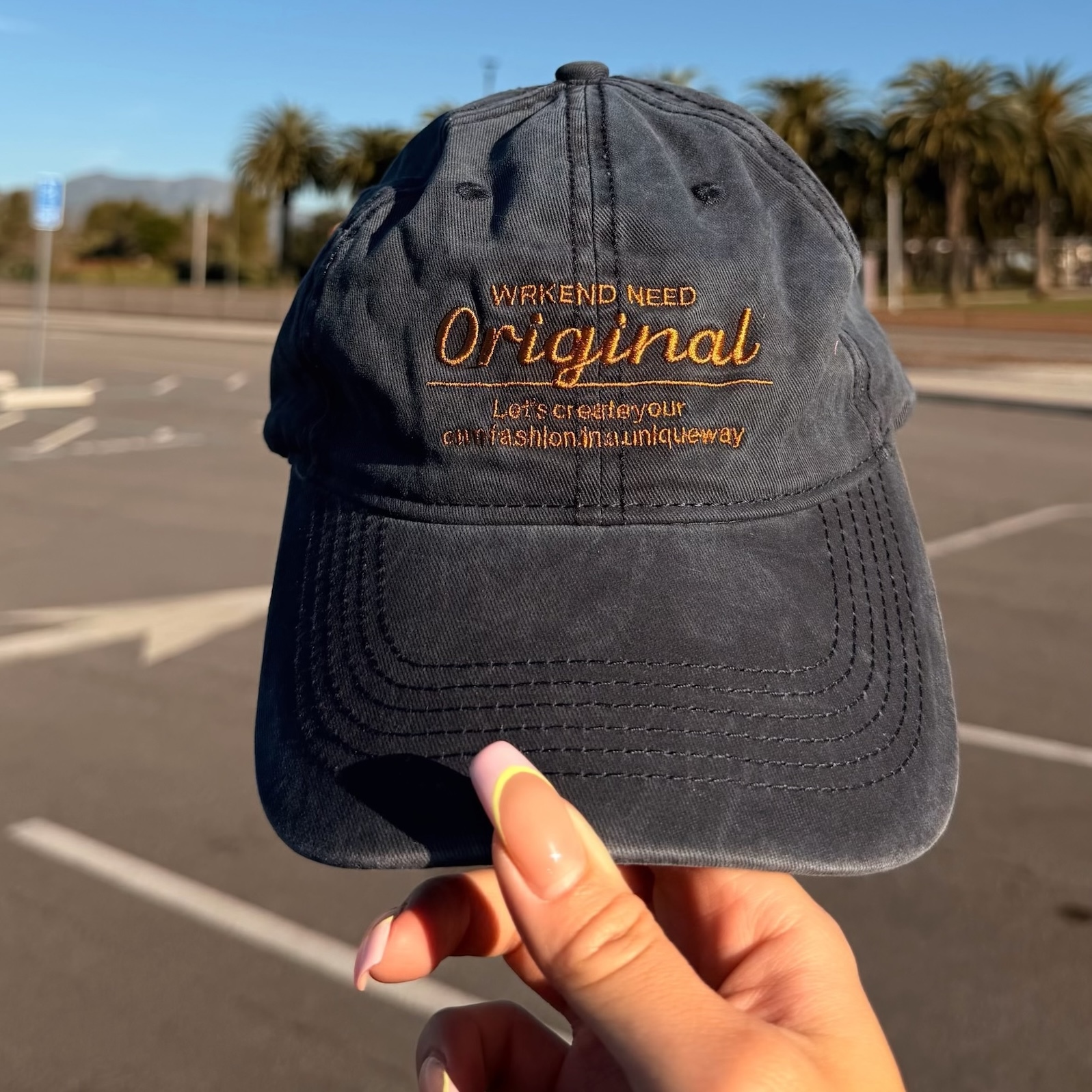 Original 復古水洗電繡老帽💙