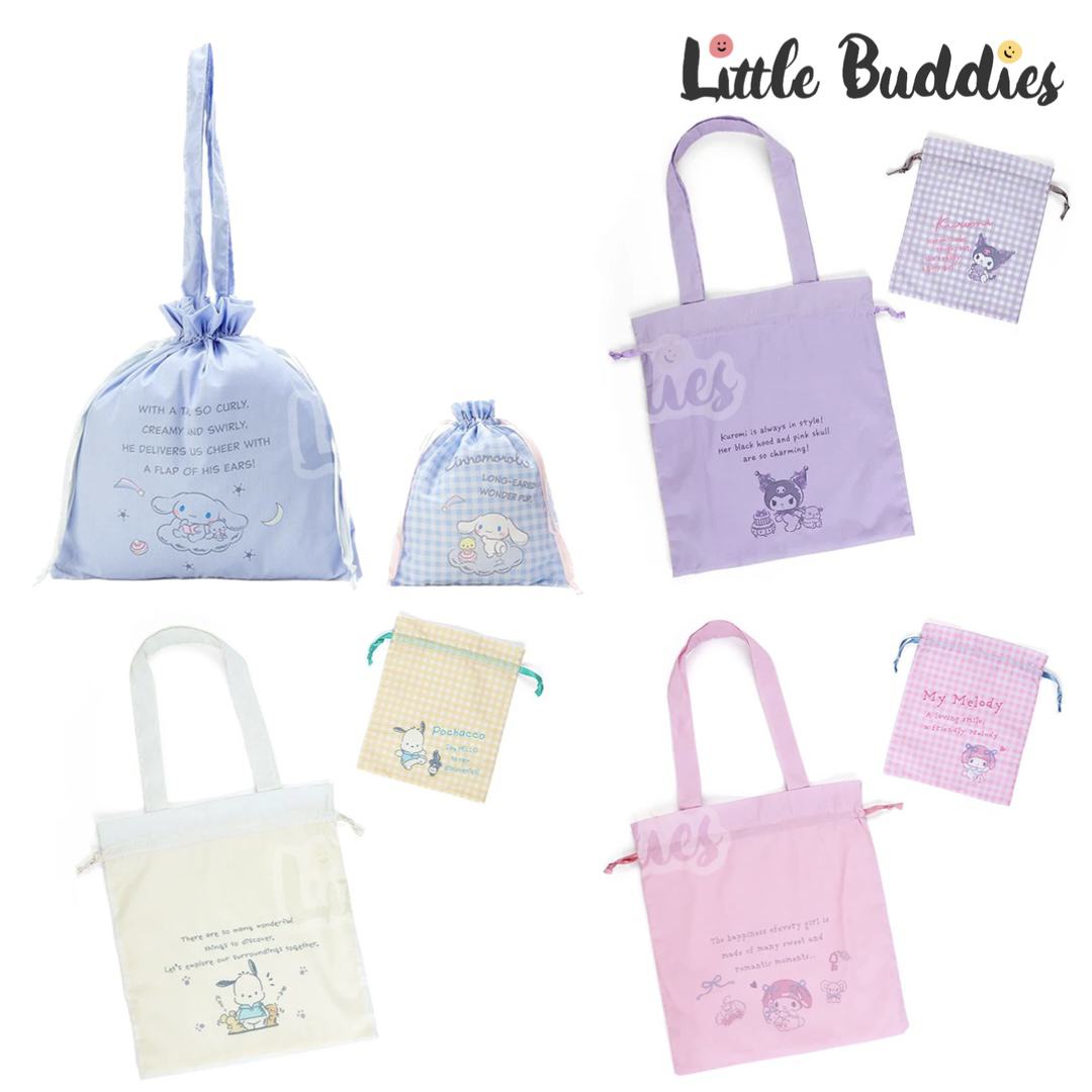 日版Sanrio 束繩形手提袋+束繩袋兩件套