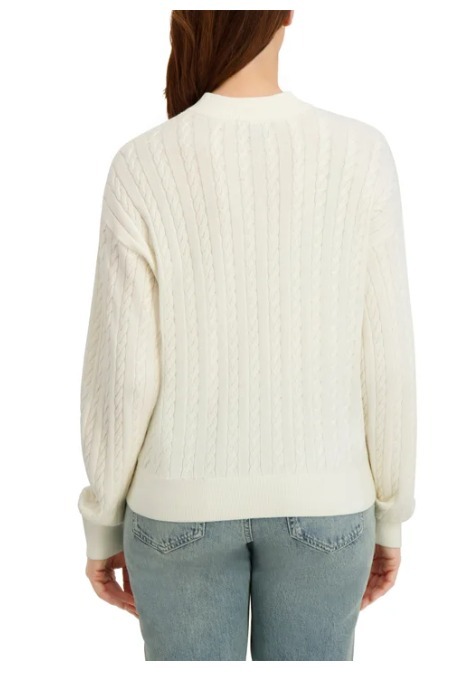 OBS254 Nautica Jeans Women's Cable Knit Full Zip Sweater