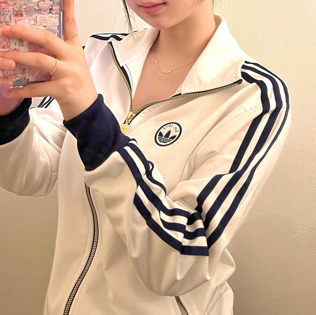 【代購】adidas Originals WMNS FIREBIRD Badge 運動立領外套 復古徽章 三線 藍色 女款