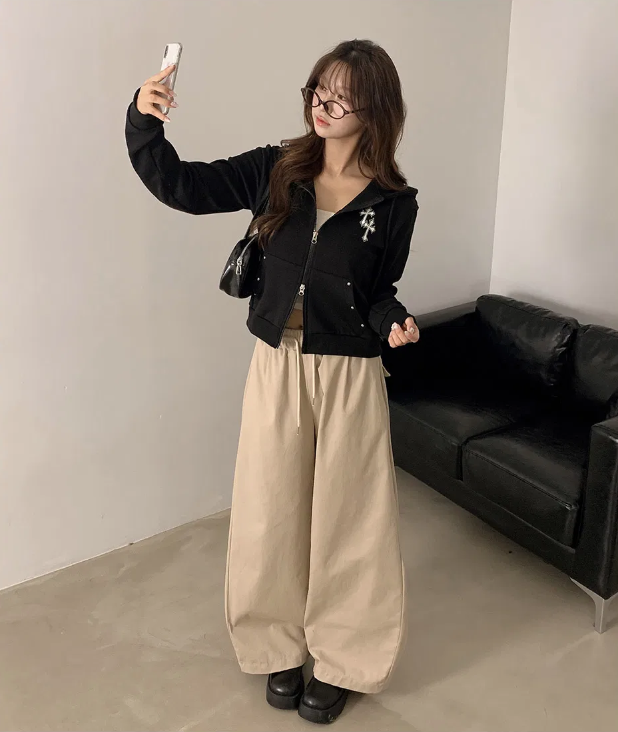 春季預訂｜鉚釘口袋雙向連帽拉鍊衫