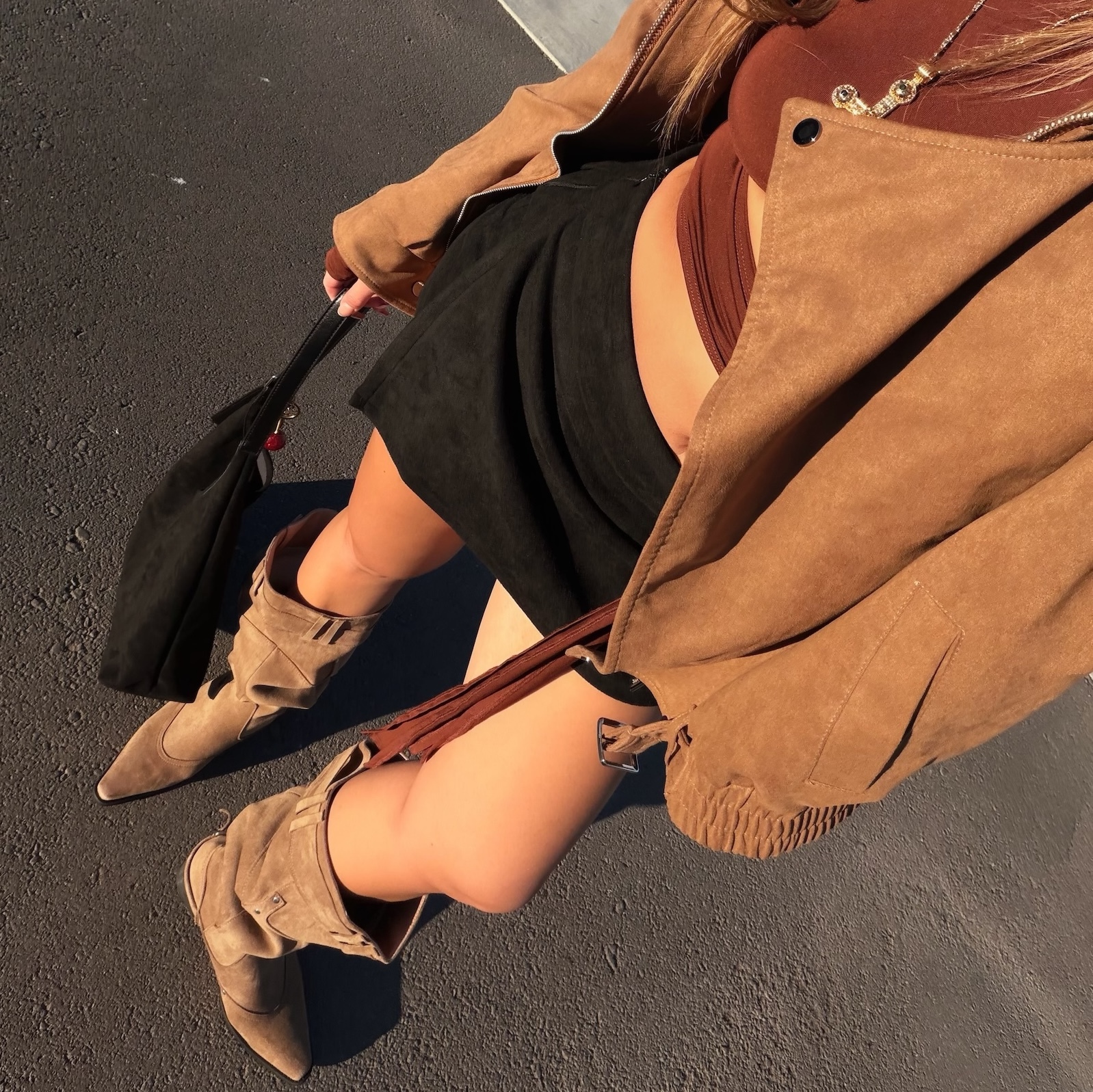 Slouchy🥨 美式復古鉚釘麂皮靴