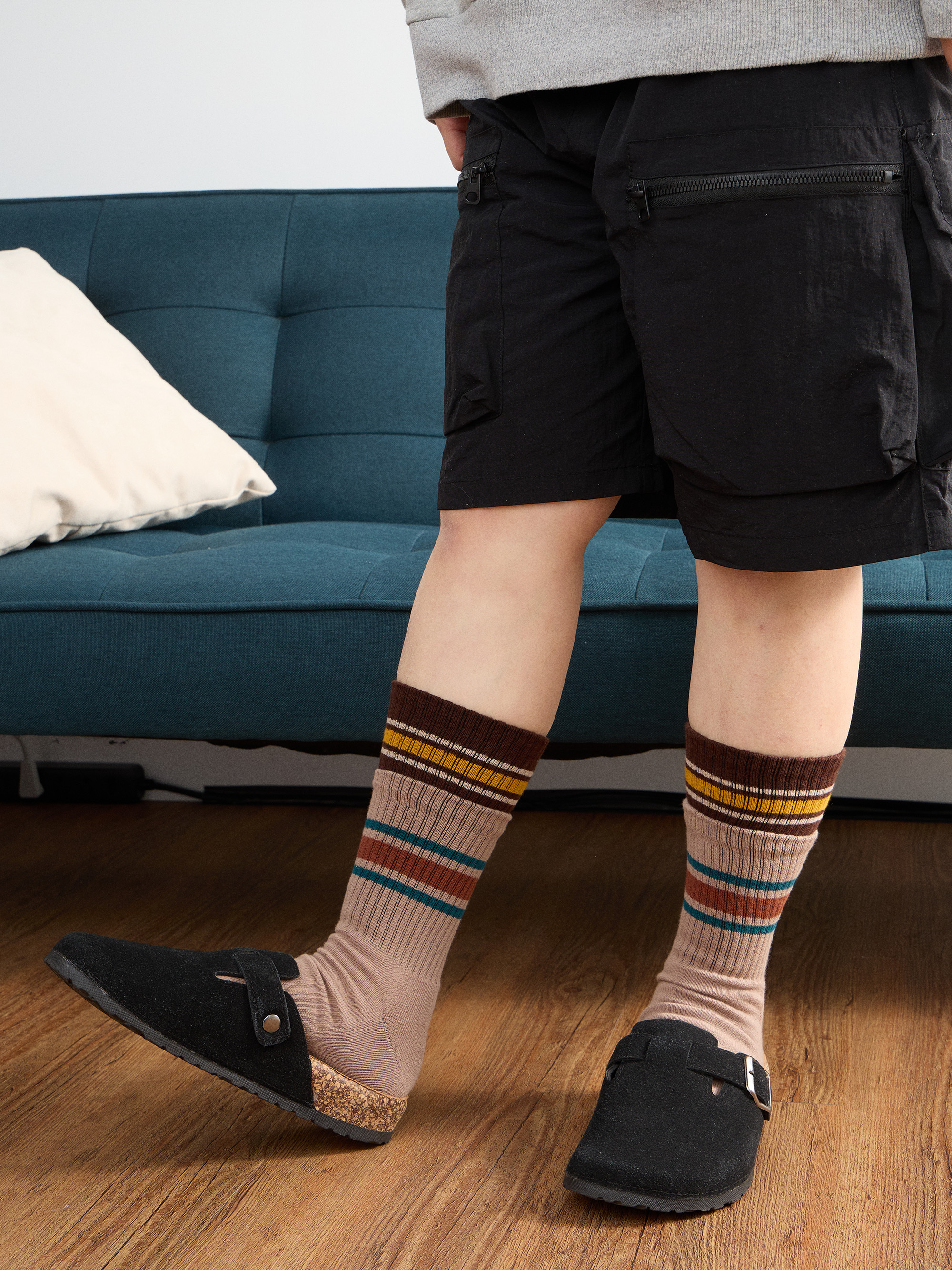 樹懶條紋中筒襪