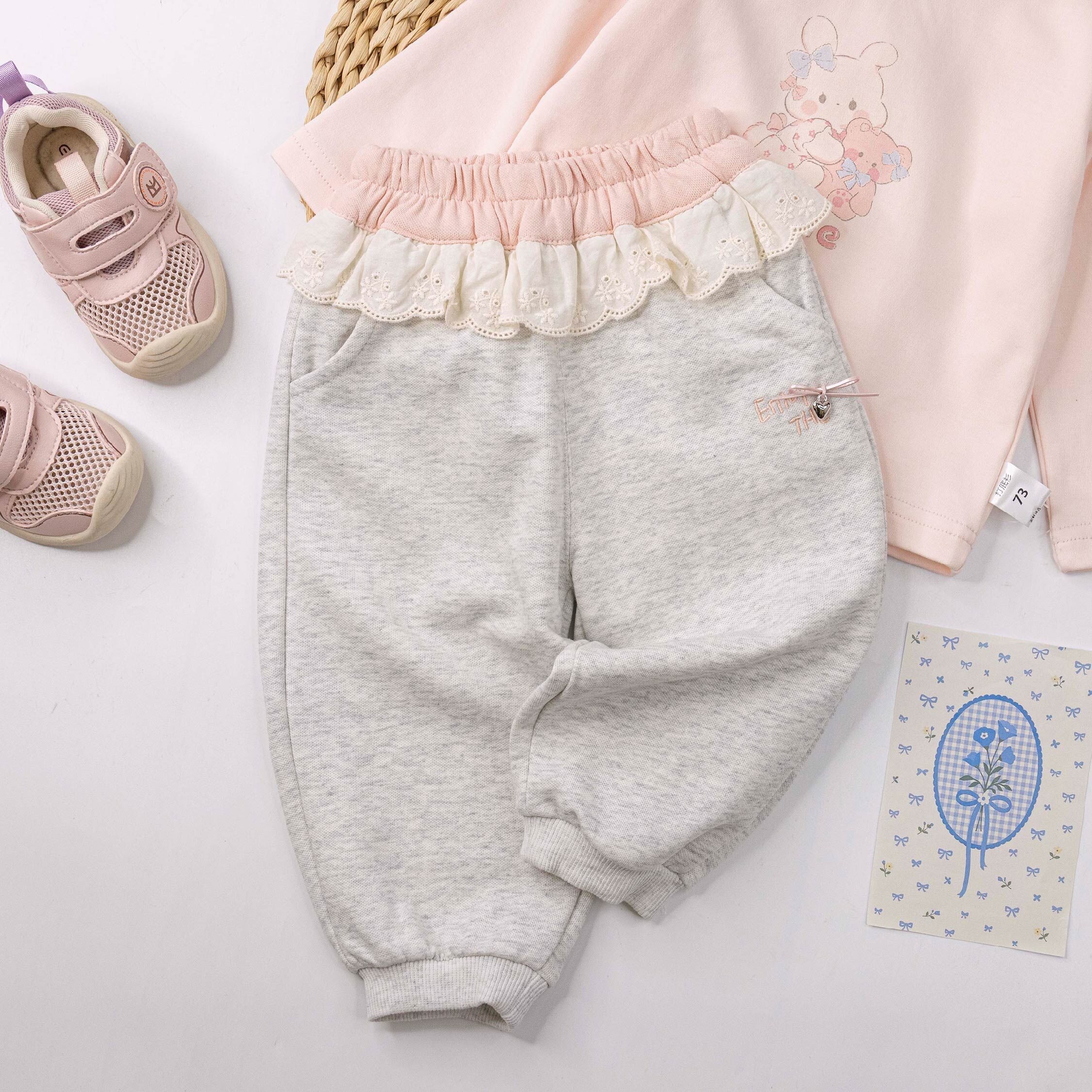 【H55955】氣質緹花刺繡拼接縮口褲＊二色