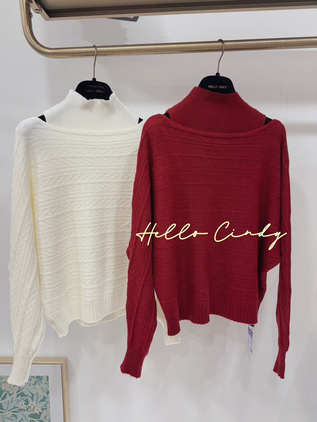 B01109 甜美兩件式削肩背心+一字麻花針織罩衫