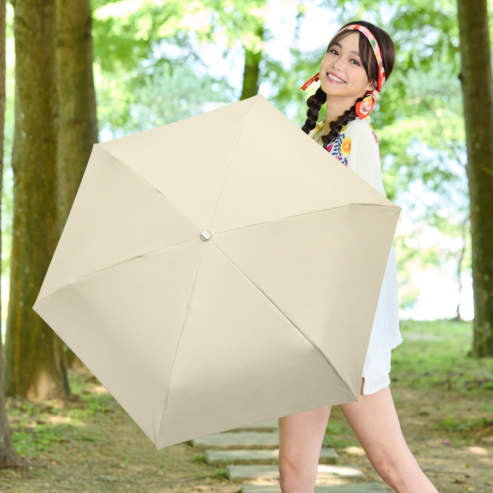 輕扁防曬百搭自動傘,輕薄扁形設計好攜帶,玫瑰金扁形手把