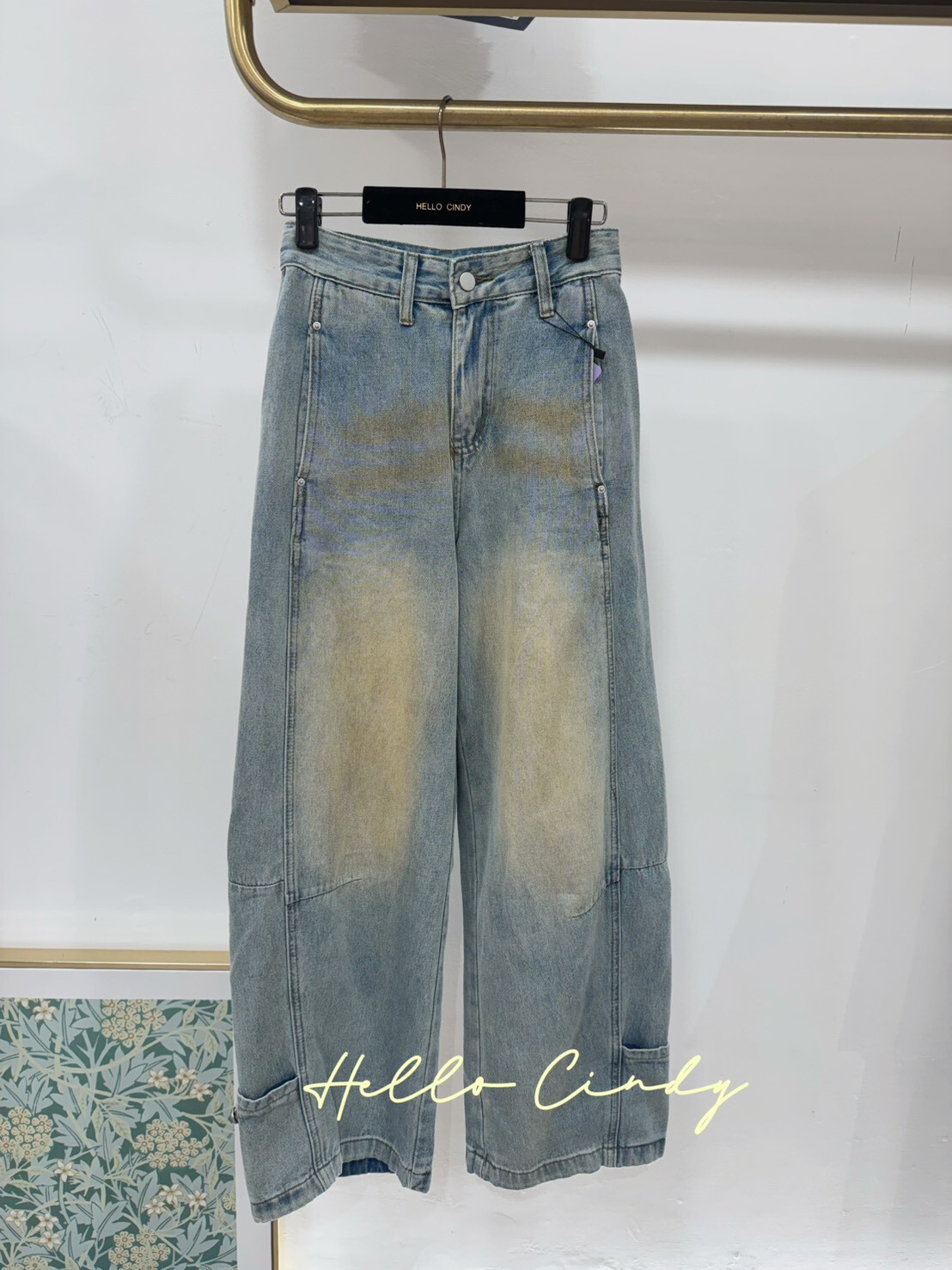 B01101 超顯瘦街頭感洗色牛仔寬褲