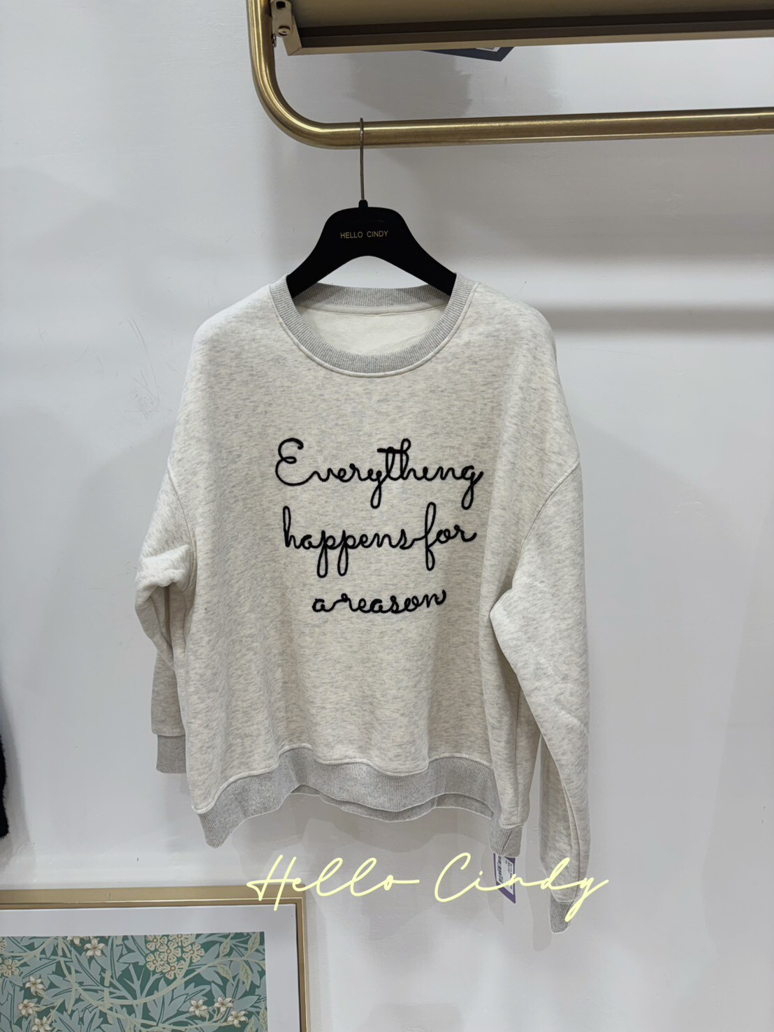 B01105 黑色草英文字短絨毛大學T