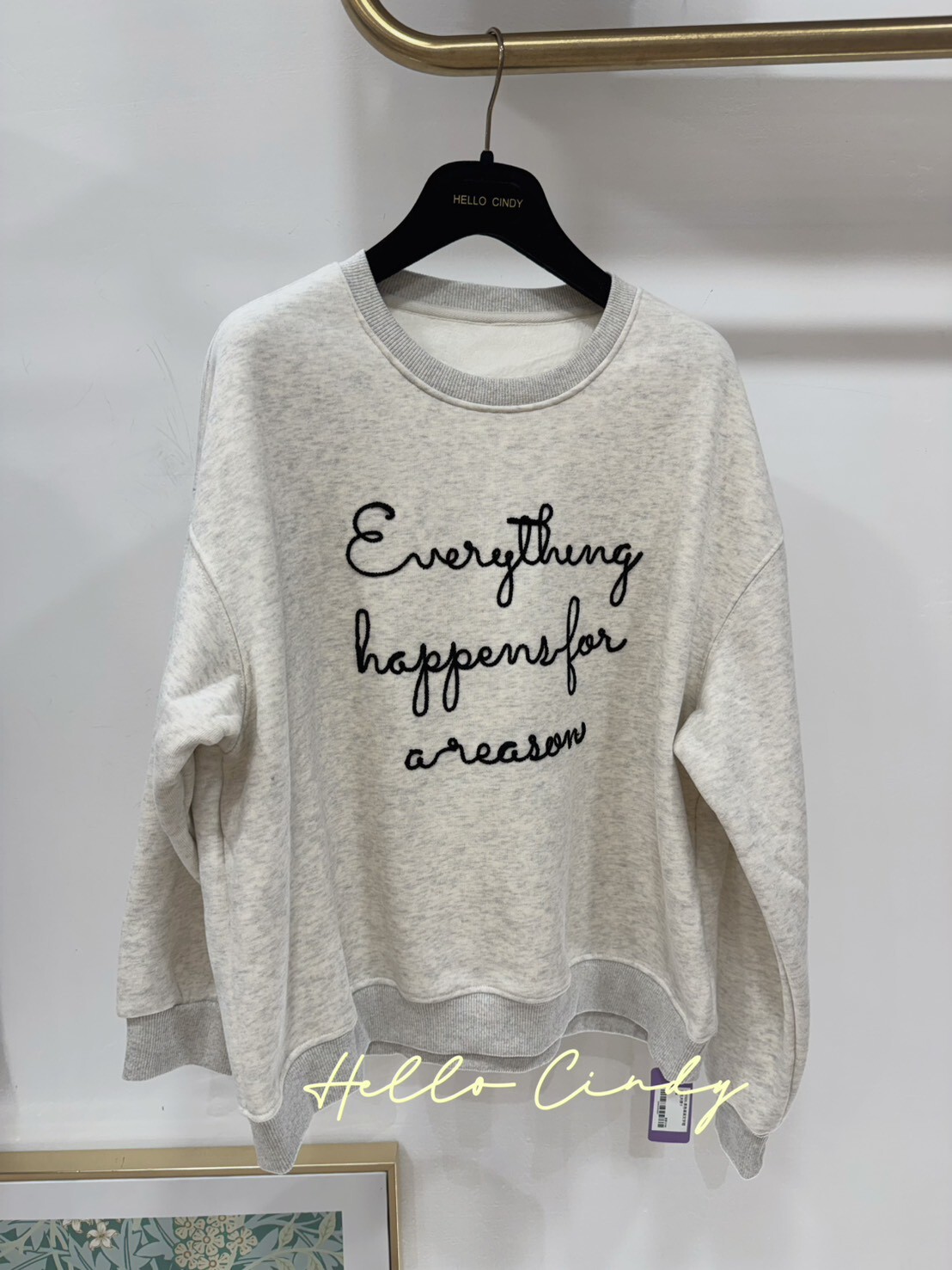 B01105 黑色草英文字短絨毛大學T