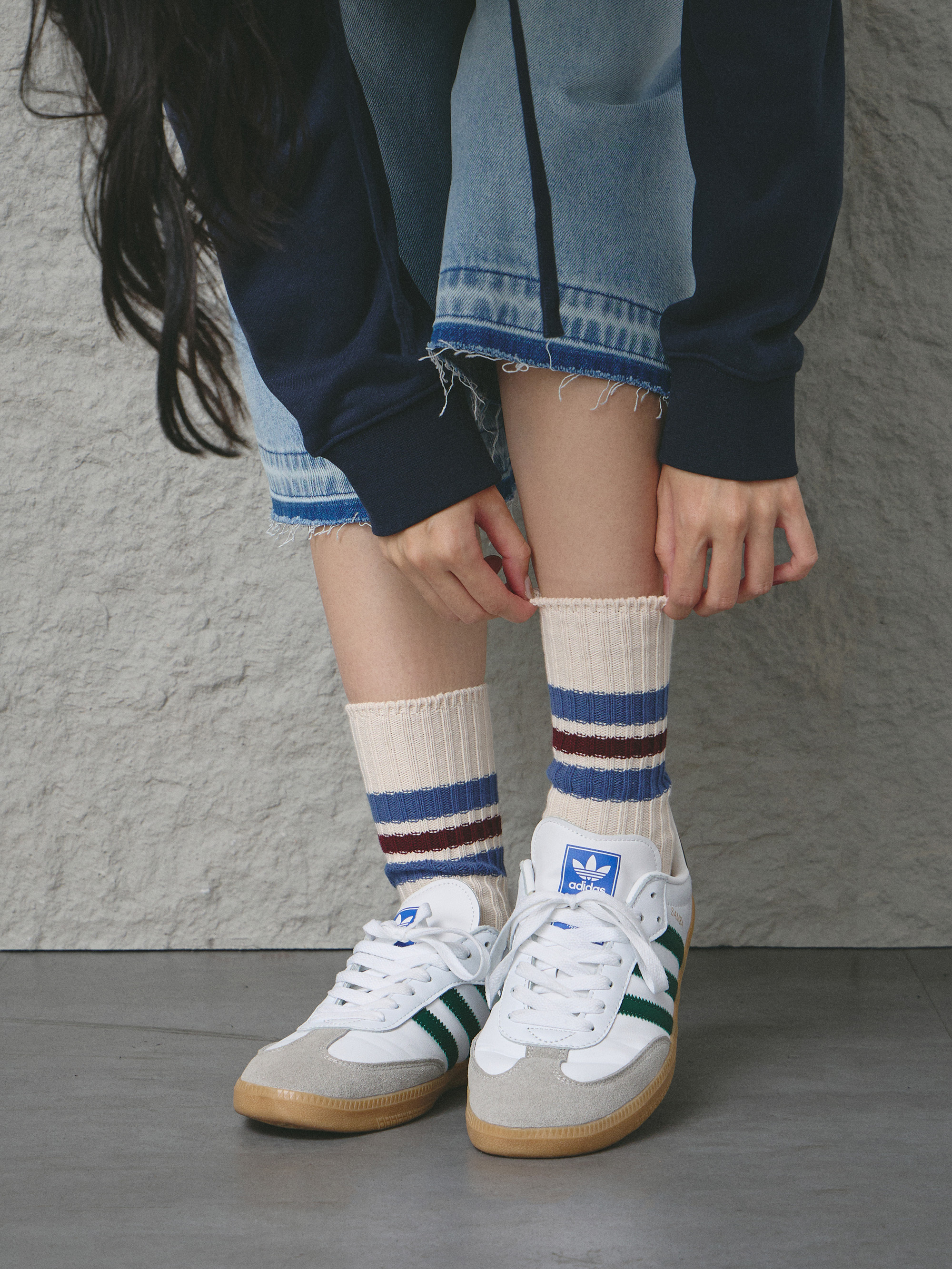 仿舊復古條紋長襪