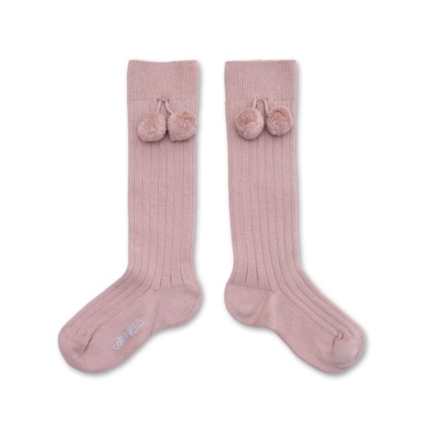 (預購) COLLEGIEN 毛球羅紋及膝襪 Diane - 331 Vieux Rose 復古粉
