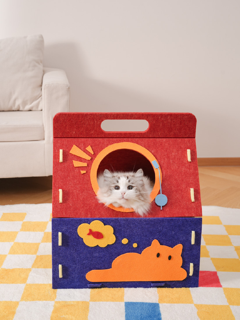 喵仙兒-拼接款羊毛氈寵物窩