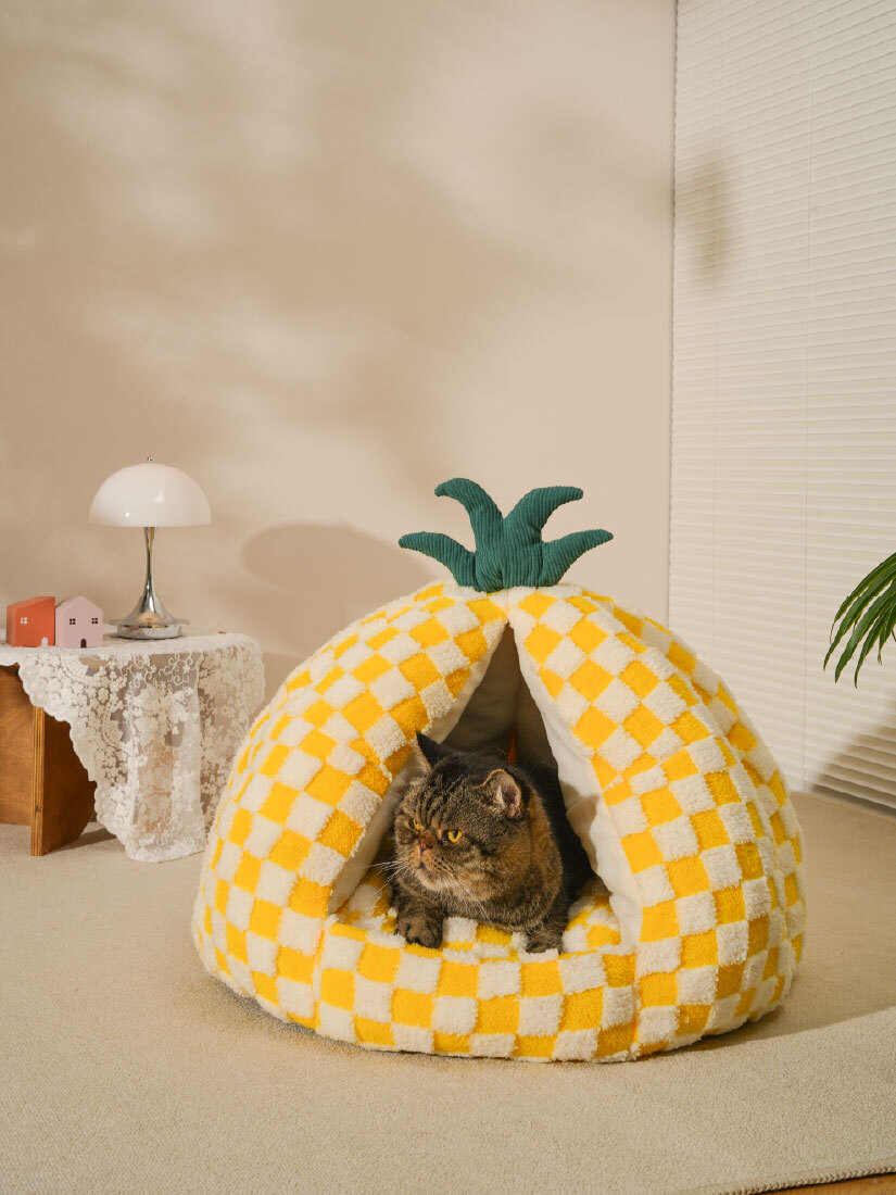 喵仙兒-格子鳳梨寵物睡窩