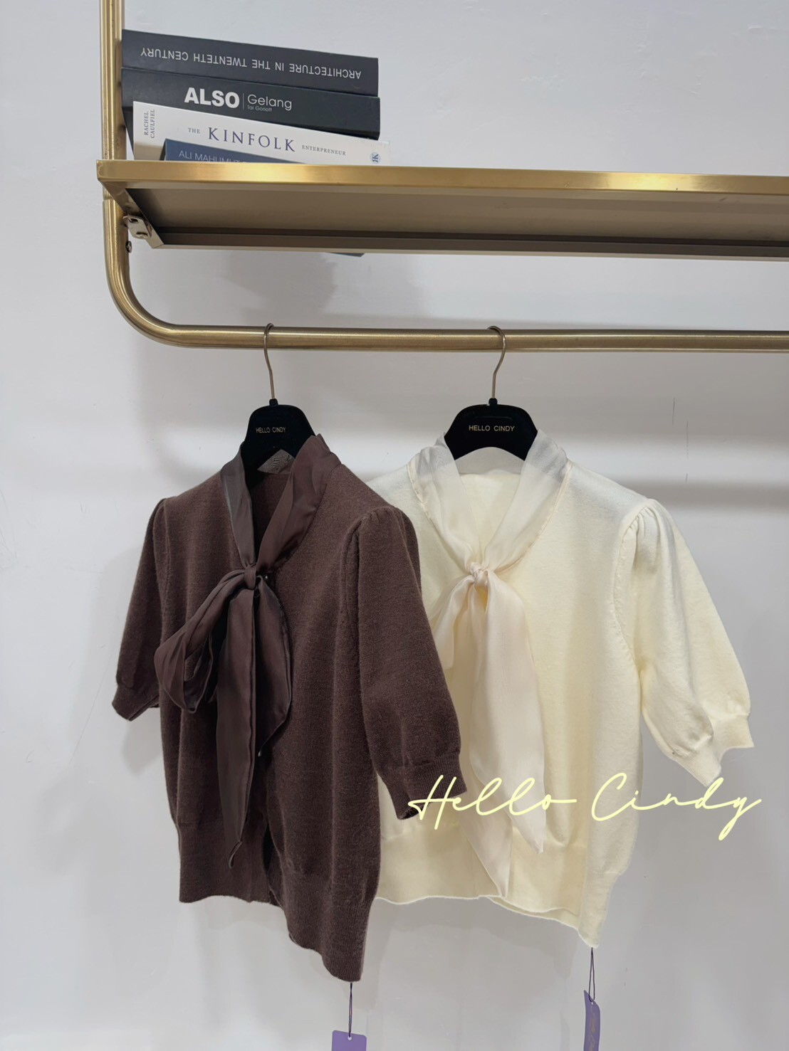 B01086 超甜美的小姐姐紗質綁帶珍珠扣短袖針織小外套