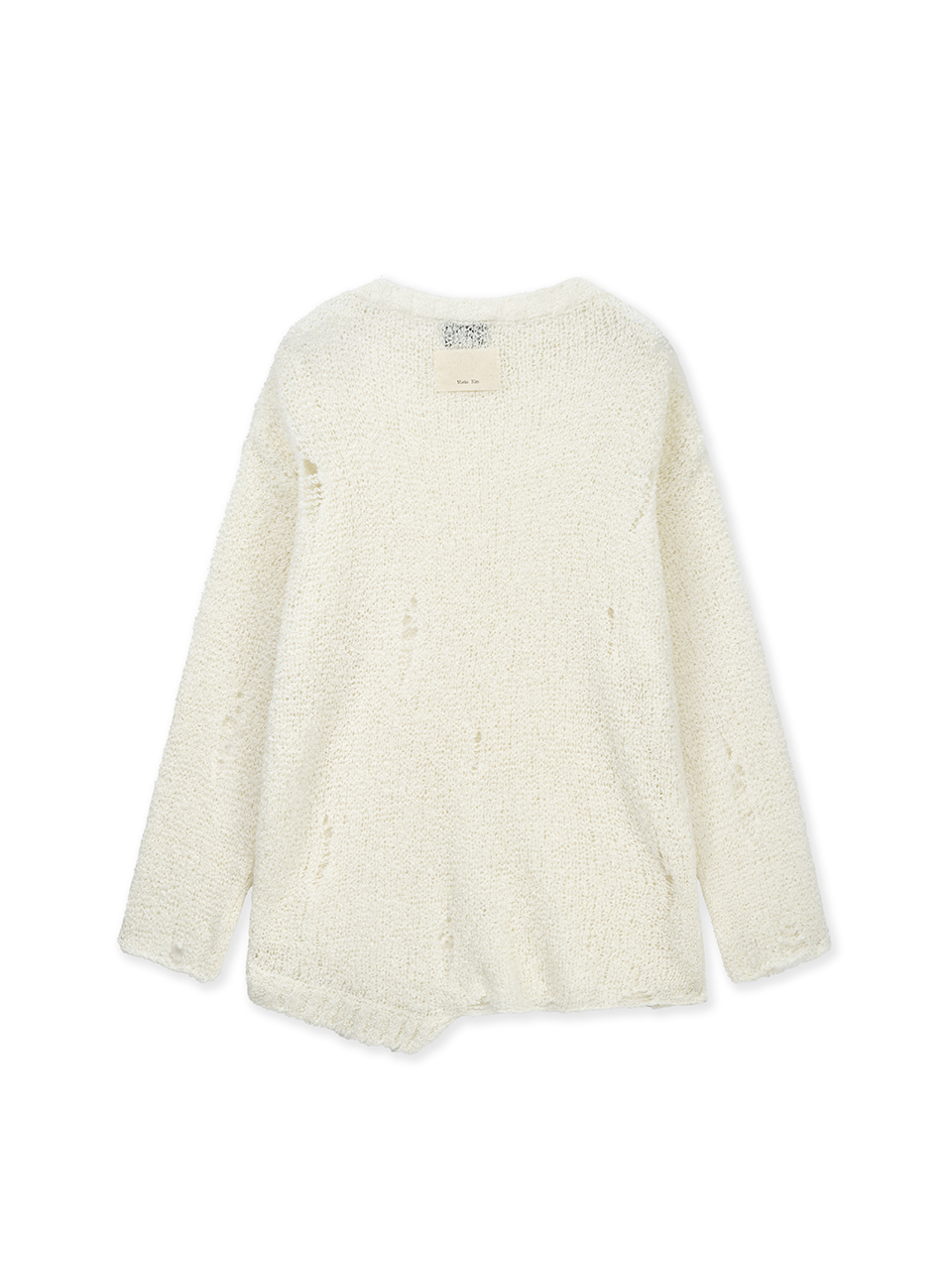 不對稱設計刷破針織上衣 象牙白