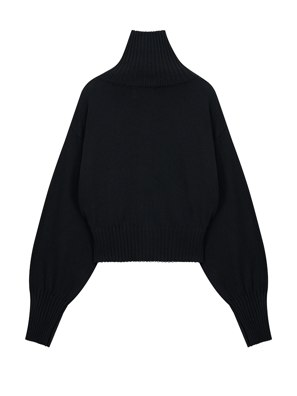 高領刺繡LOGO拉鍊外套女款 黑色