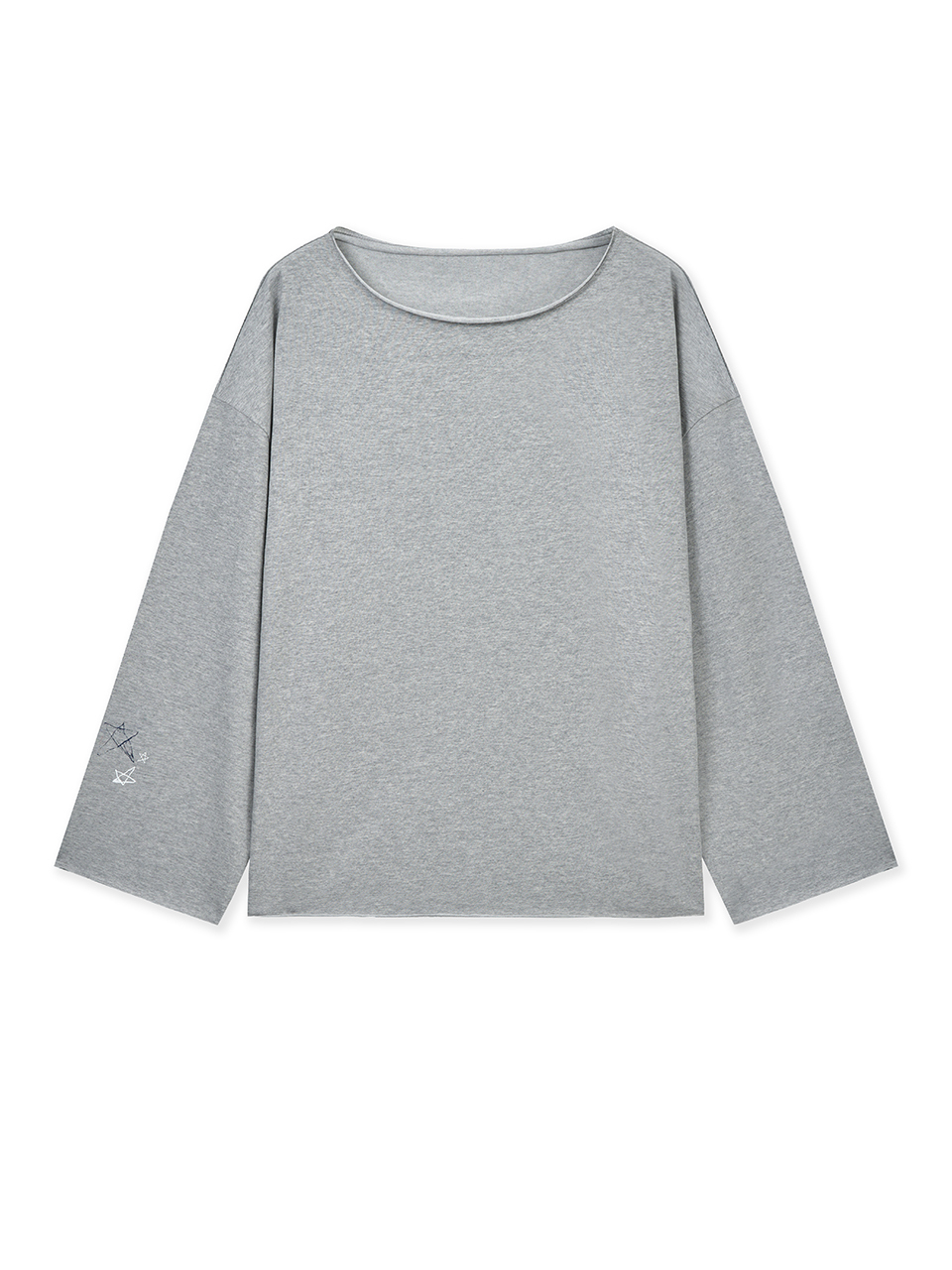 不修邊下擺船領上衣 灰色