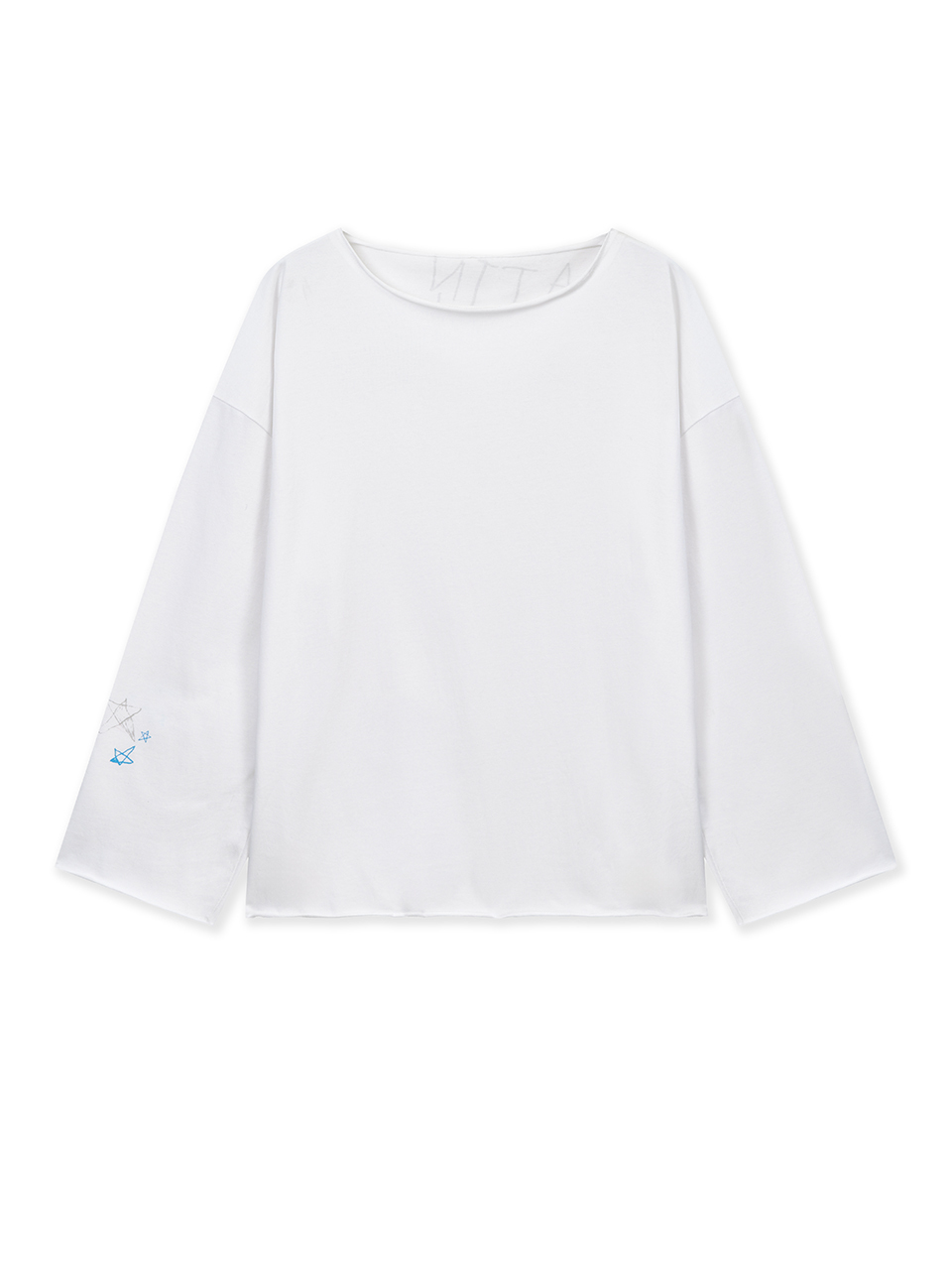 不修邊下擺船領上衣 白色