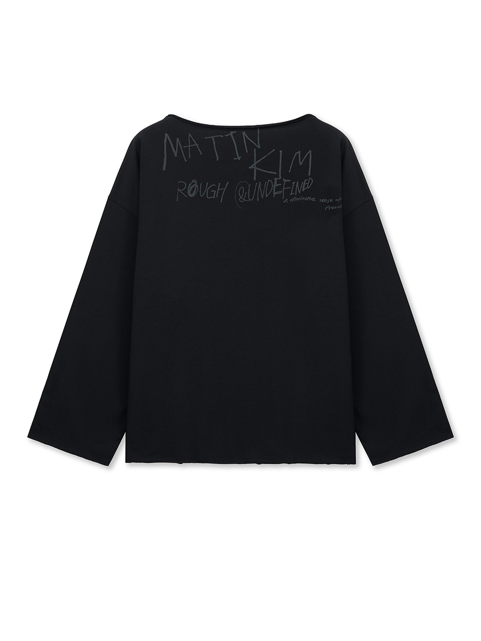 不修邊下擺船領上衣 黑色