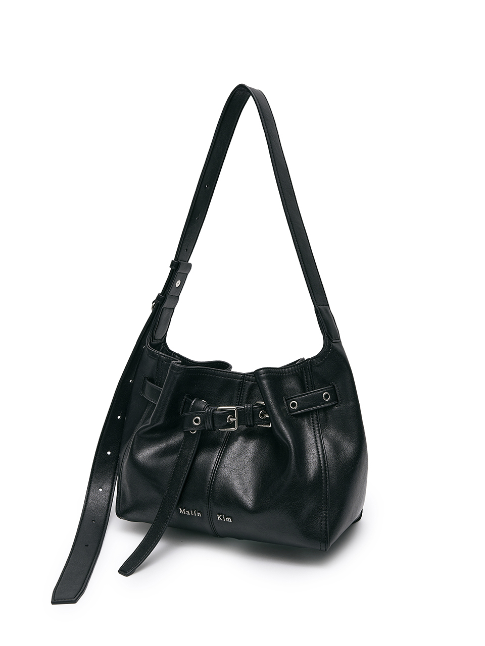 腰帶造型水桶包 黑色