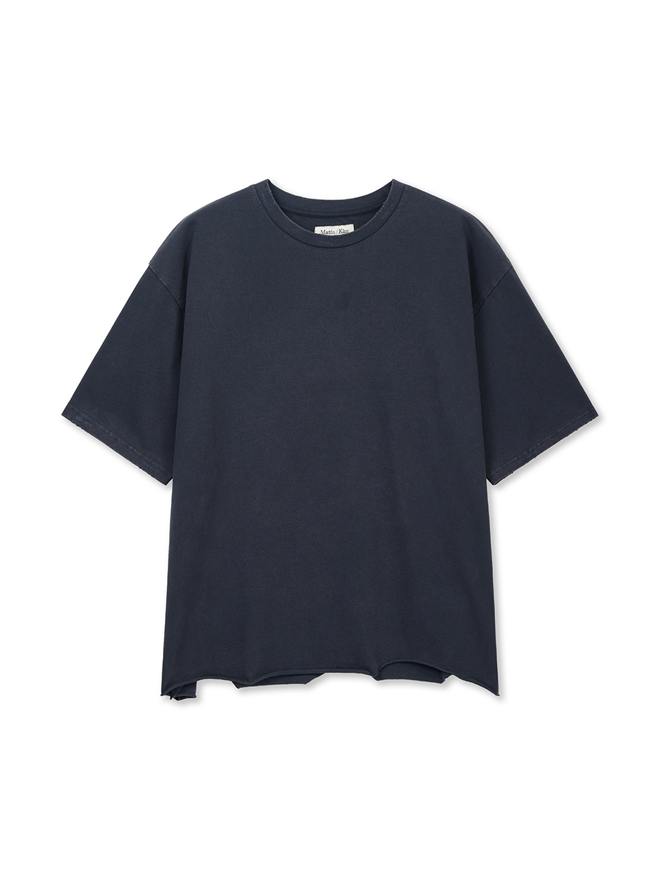 粗裁設計塗鴉印花上衣 海軍藍